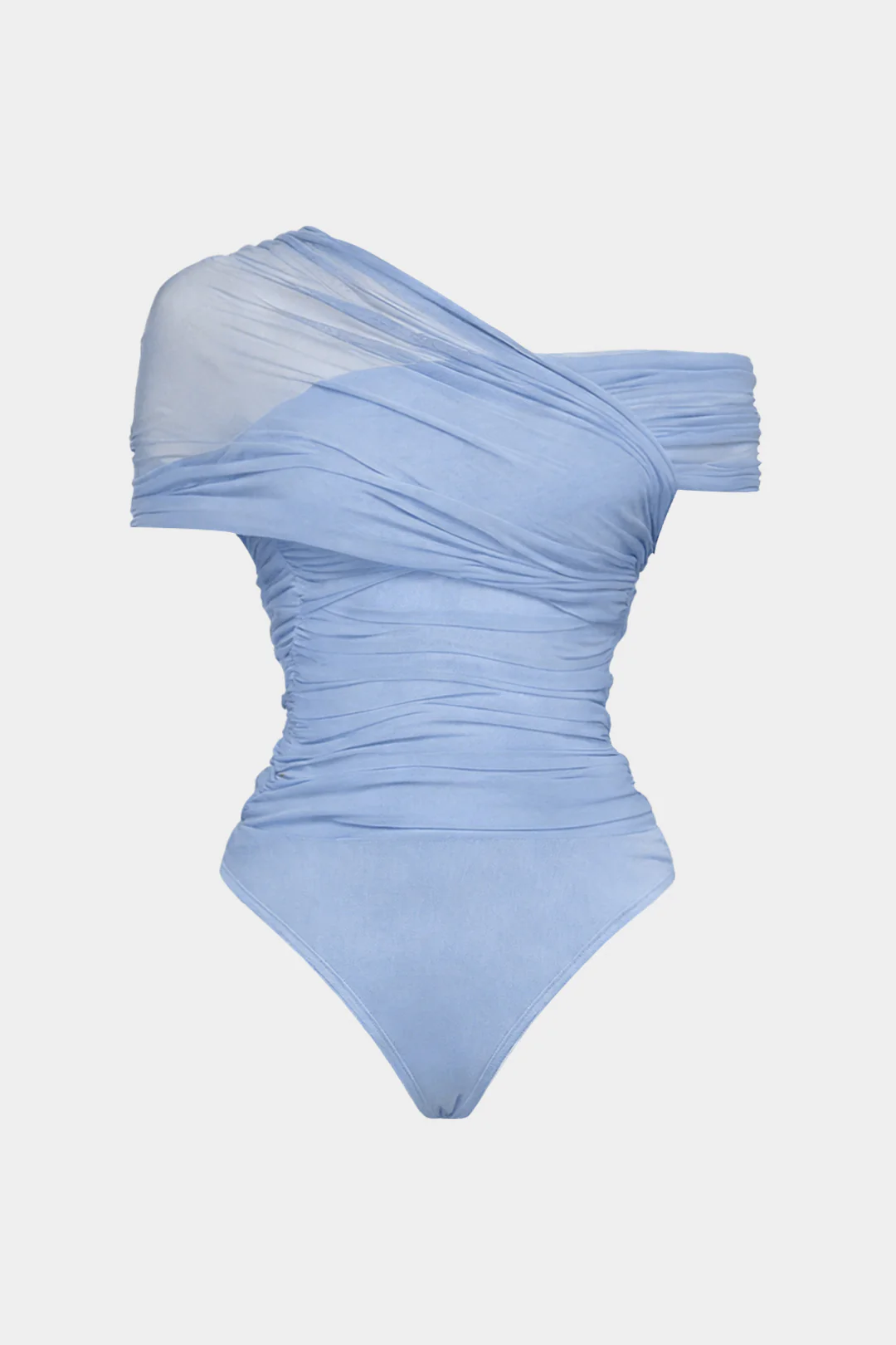 Mesh One Shoulder Sleeveless Bodysuit
