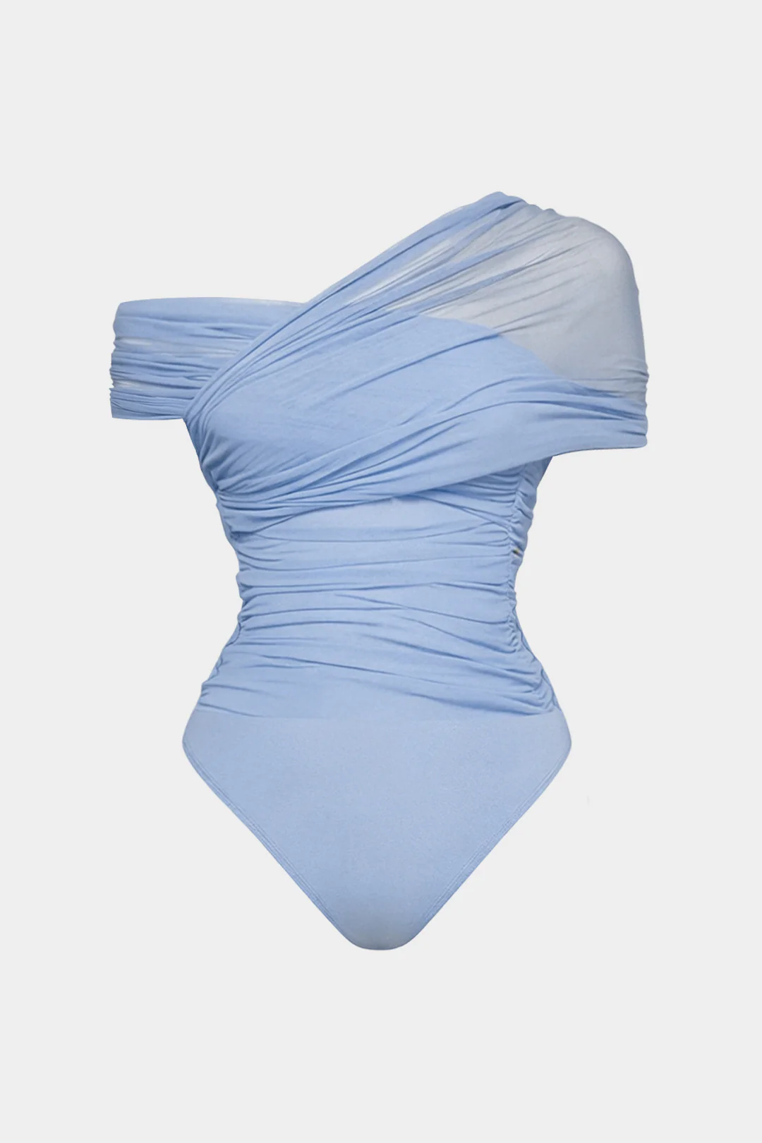 Mesh One Shoulder Sleeveless Bodysuit - Image 2