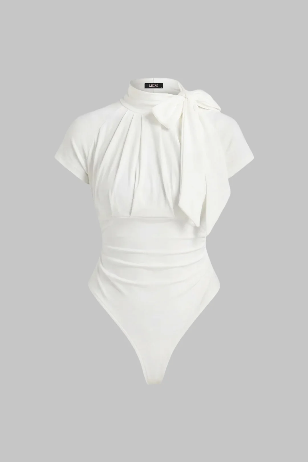 Solid Tie Front Short Sleeve Bodysuit