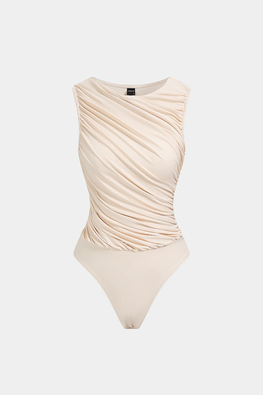 Round Neck Ruched Sleeveless Bodysuit - Image 3