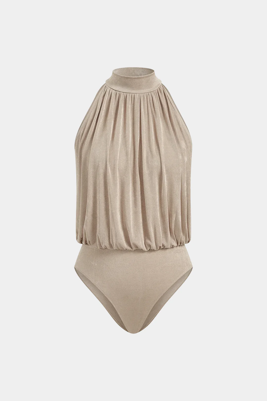 Mock Neck Ruched Sleeveless Bodysuit