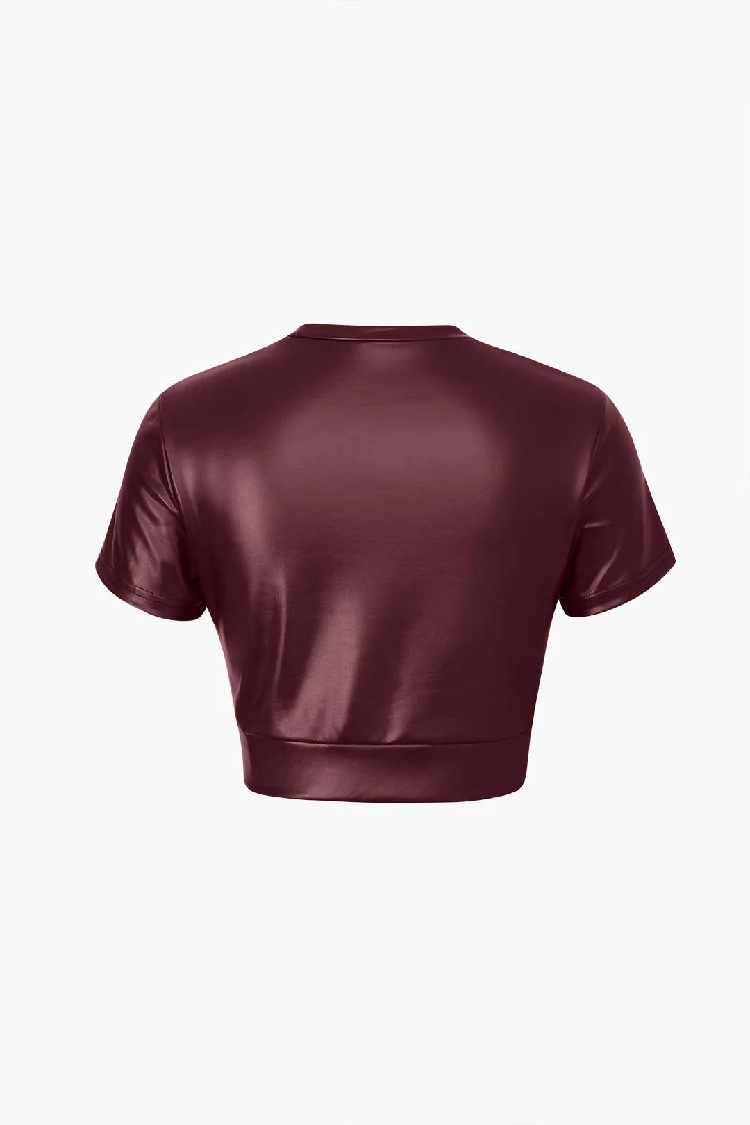 Basic Faux Leather Cropped Tee - Image 4