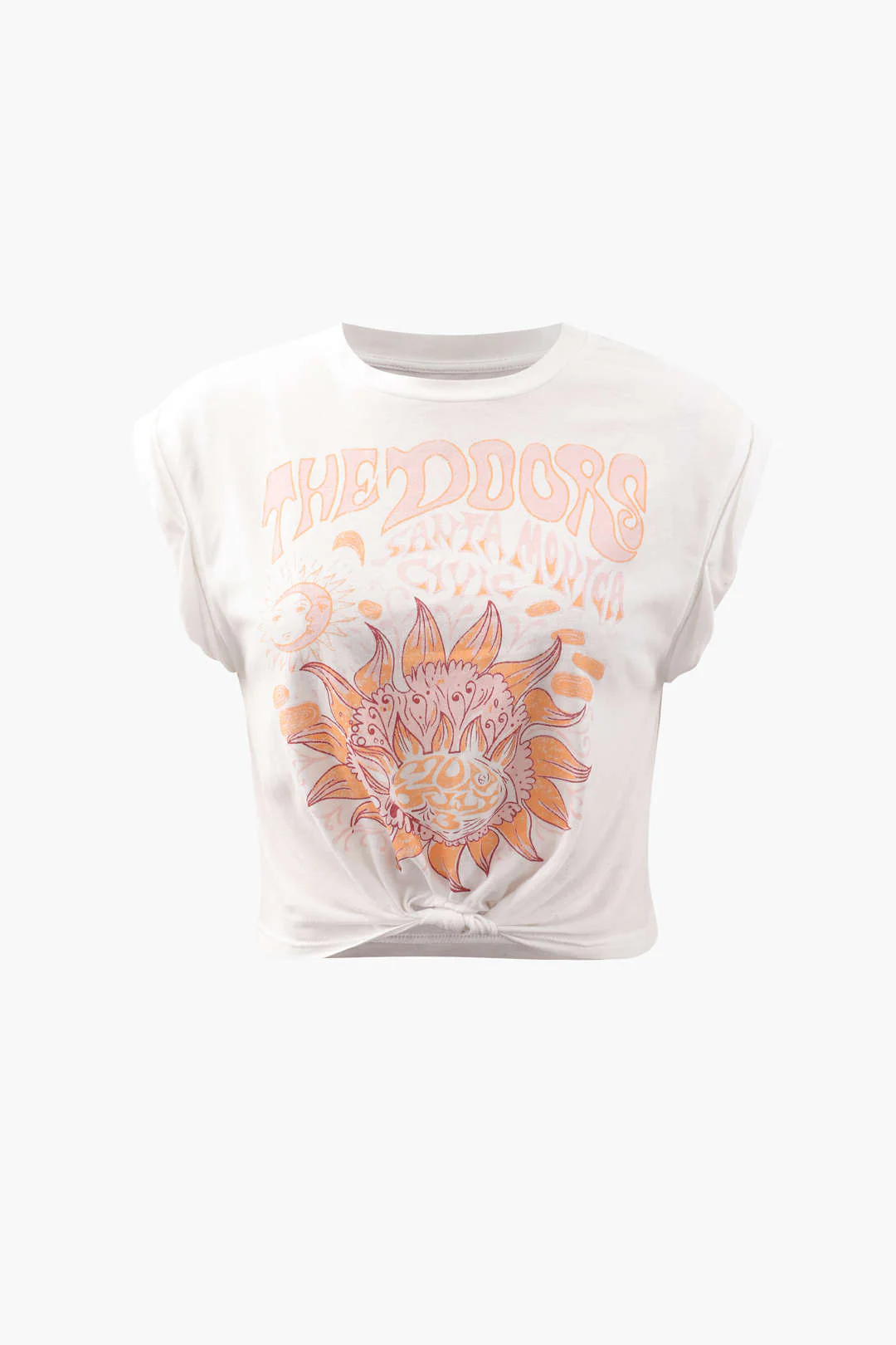 Flower Print Hem Knotted Short Sleeve T-Shirt - Image 8
