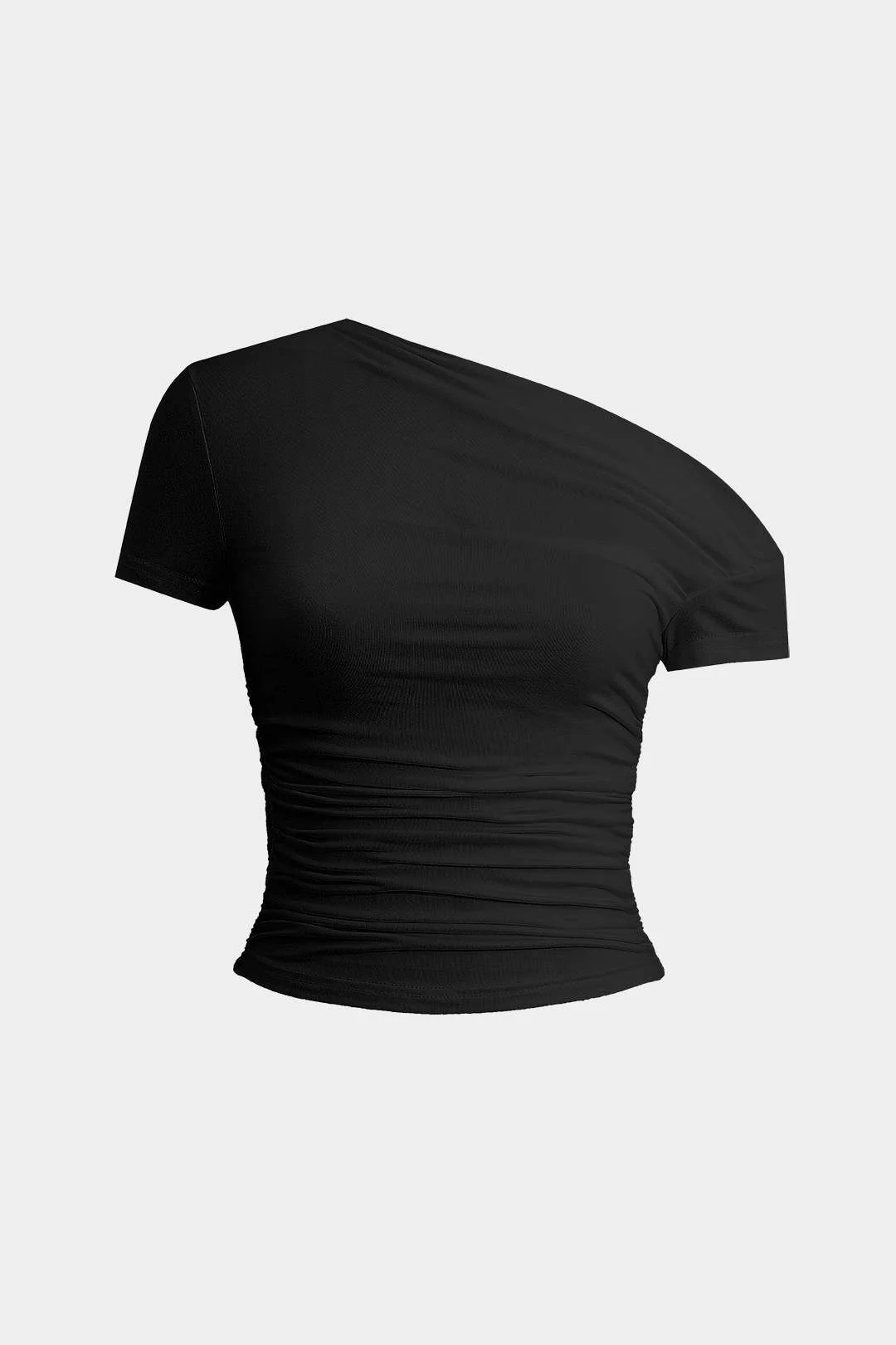 Basic Asymmetrical Ruched T-shirt - Image 11
