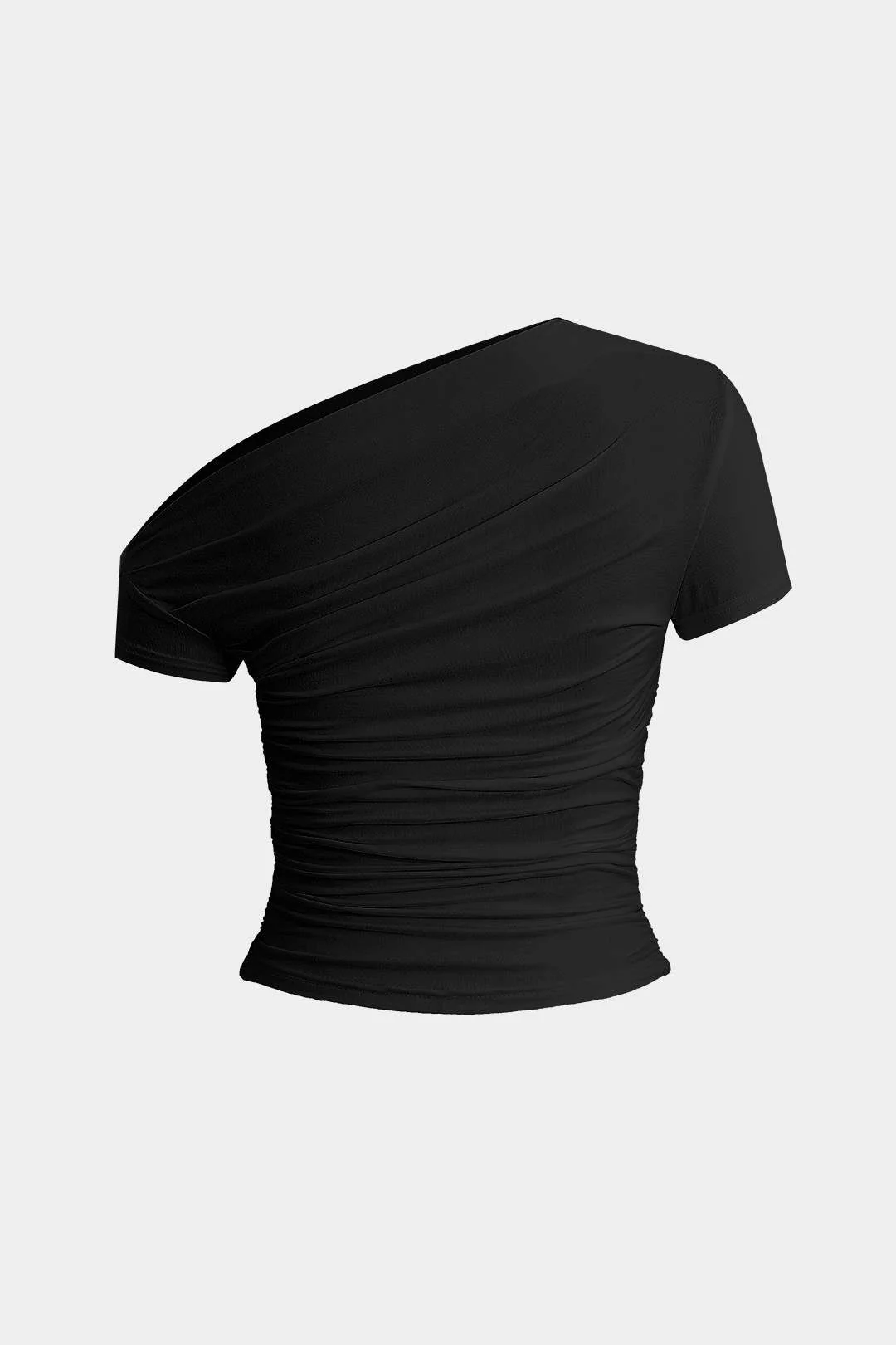 Basic Asymmetrical Ruched T-shirt - Image 12