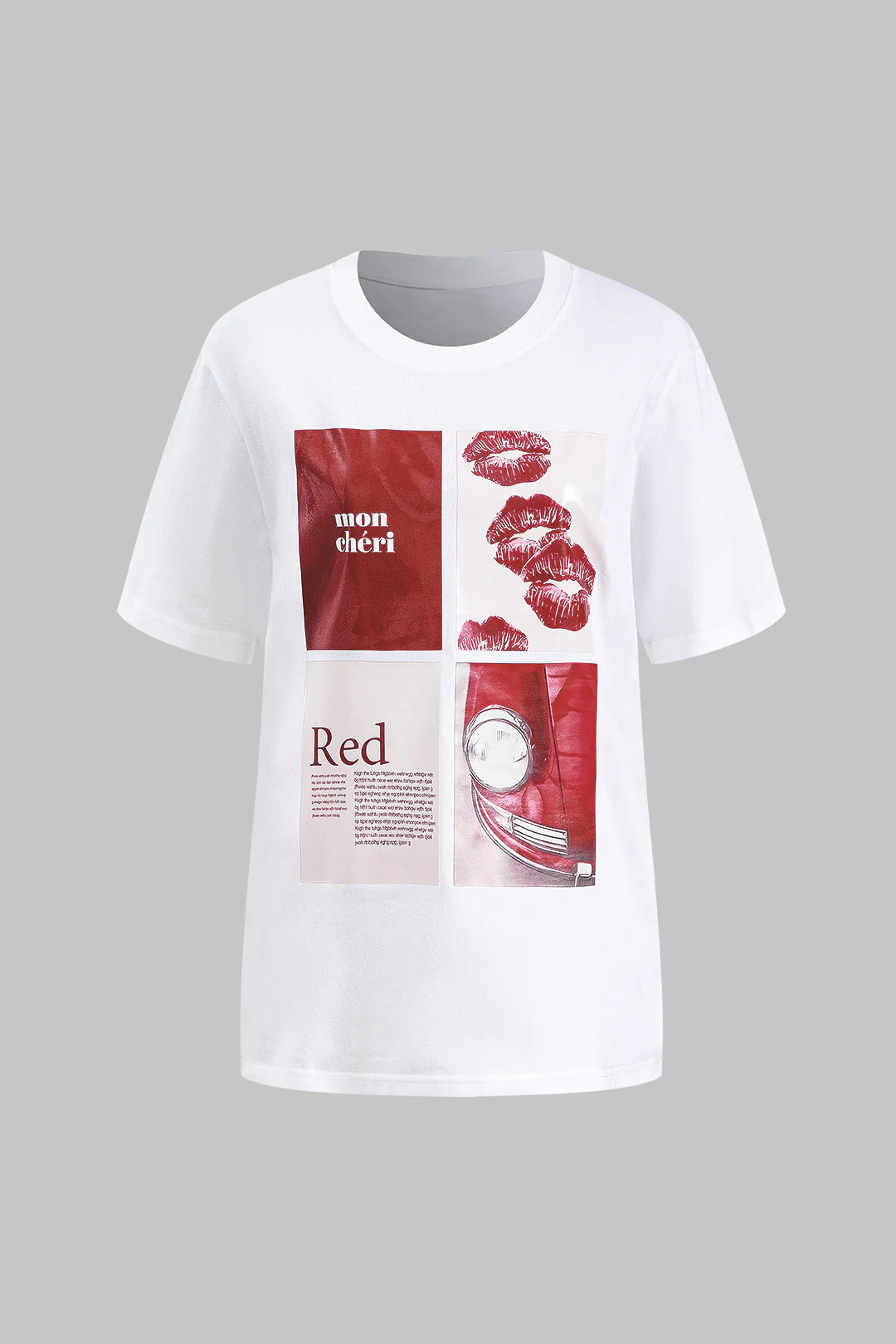 Letter Print Round Neck Short Sleeve T-Shirt - Image 2