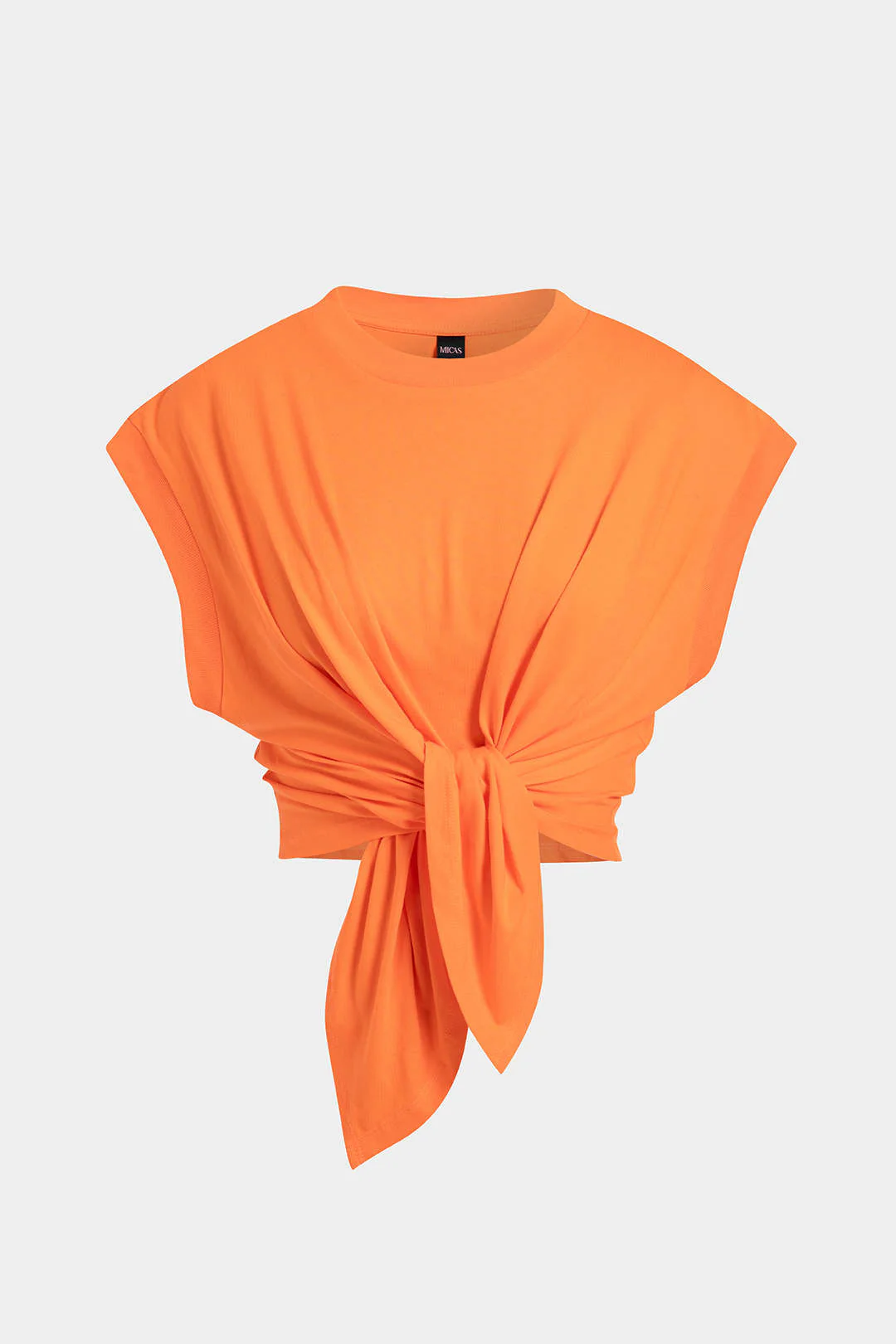 Solid Ruched Tie Front T-Shirt - Image 14