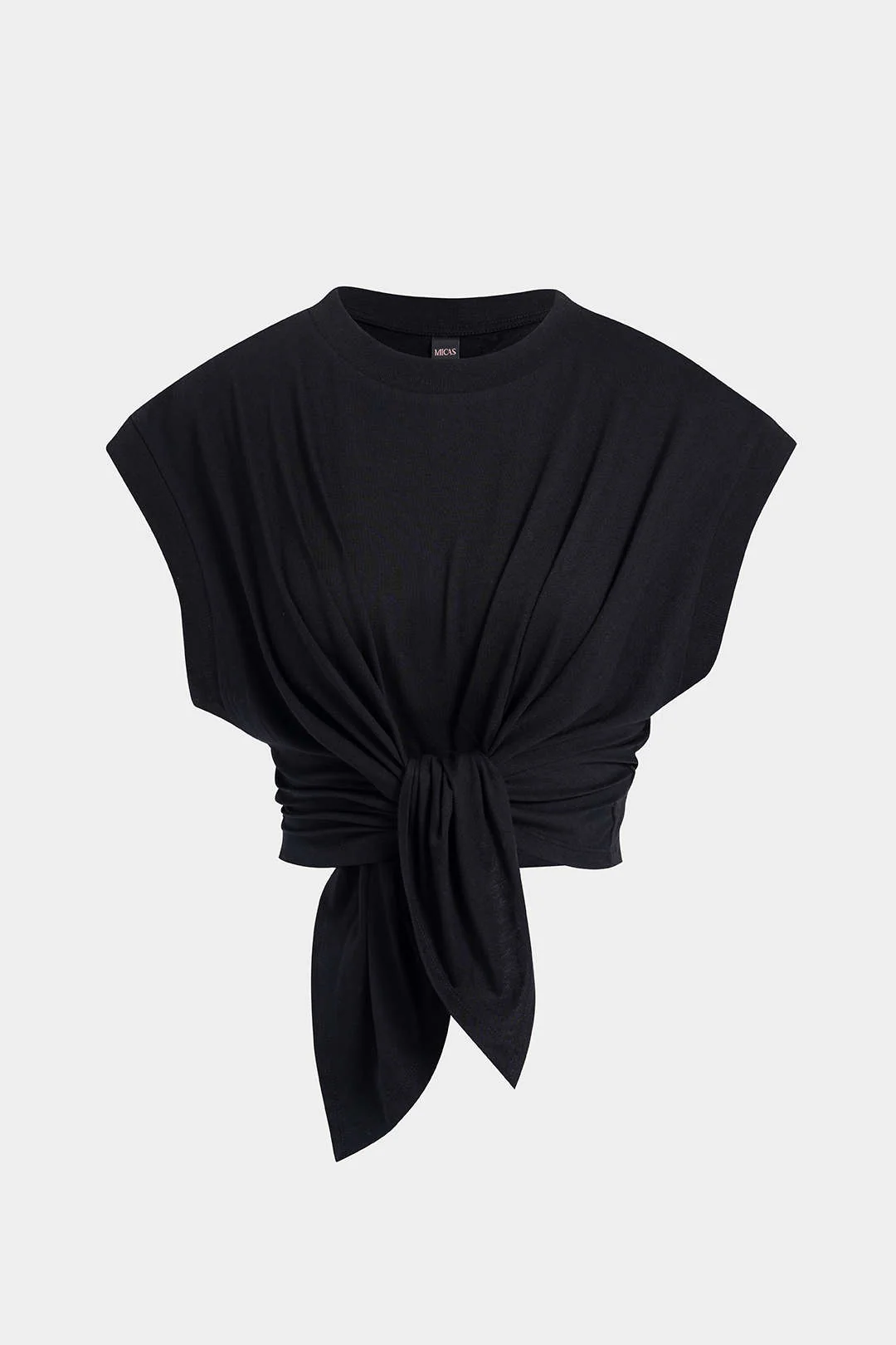 Solid Ruched Tie Front T-Shirt - Image 7