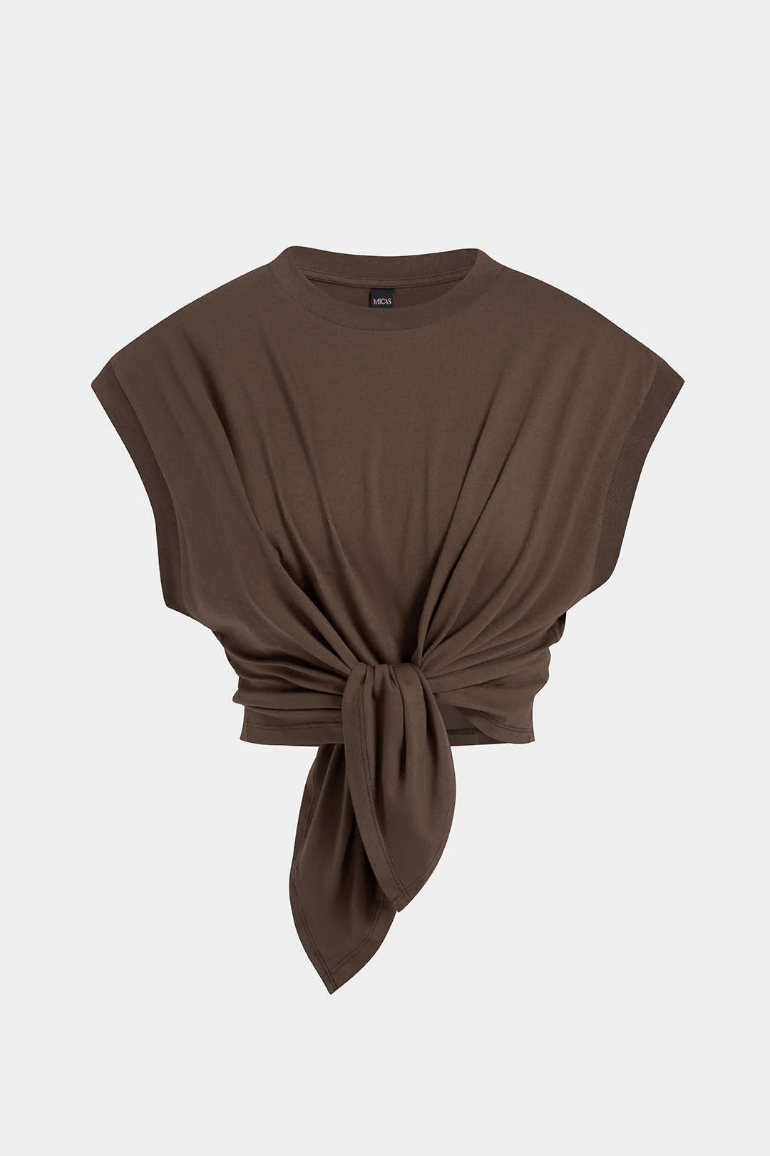 Solid Ruched Tie Front T-Shirt - Image 9