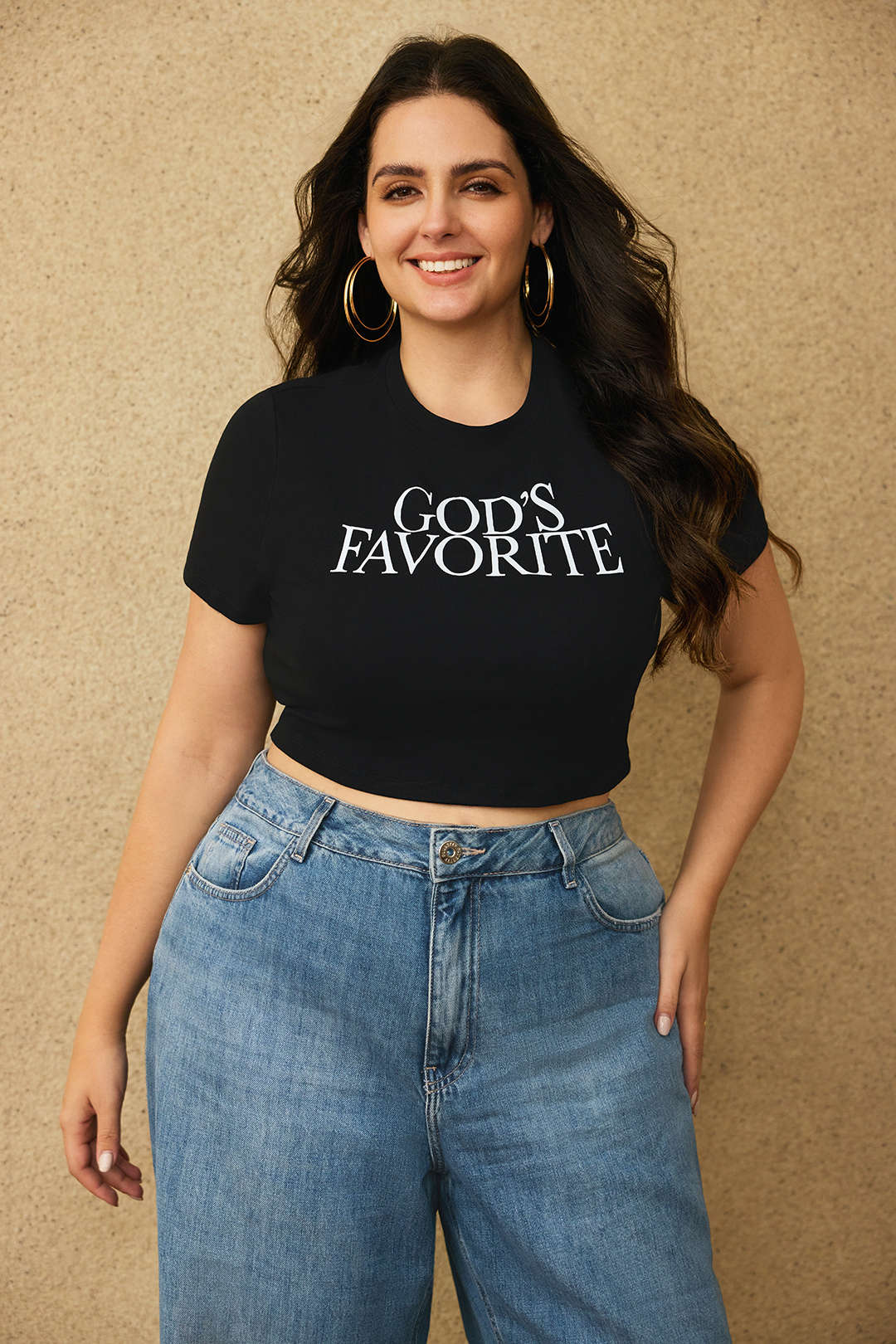 Plus Size Letter Print Short Sleeve T-Shirt - Image 3