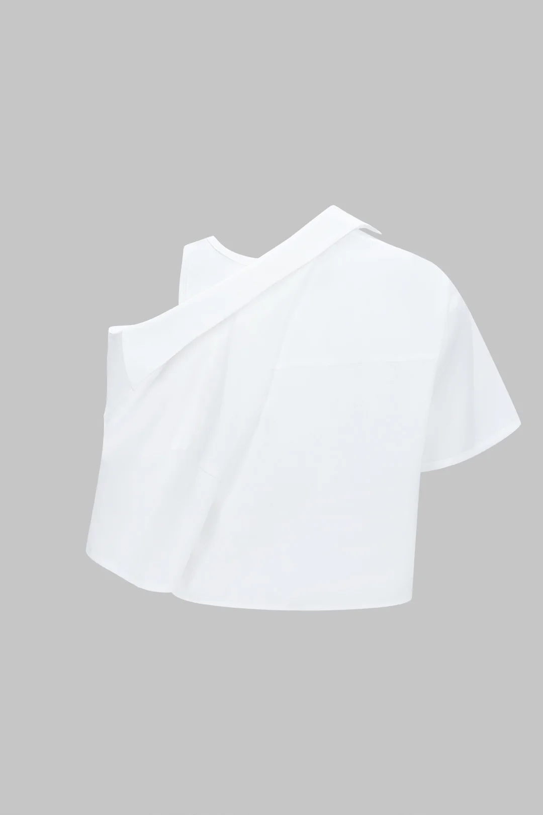 Asymmetrical Round Neck Short-Sleeve Shirt - Image 2
