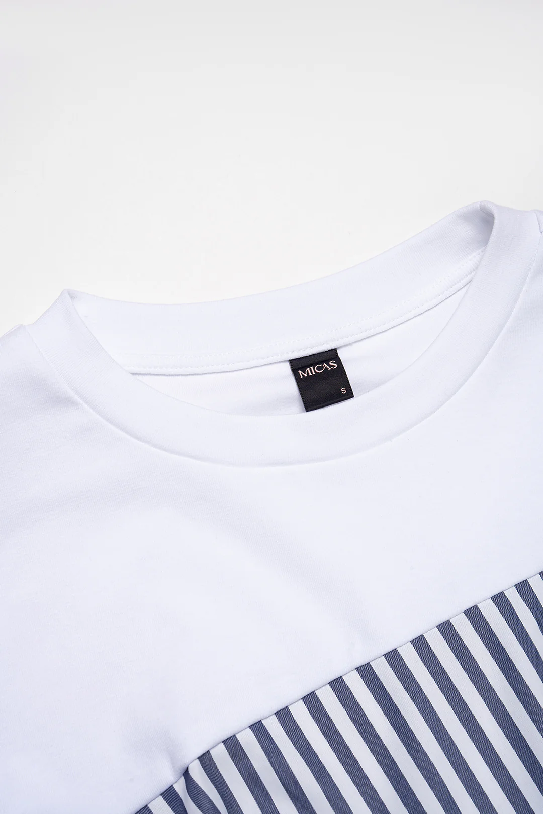 Stripes Print Round Neck Asymmetrical Ruched Short Sleeve T-Shirt - Image 3