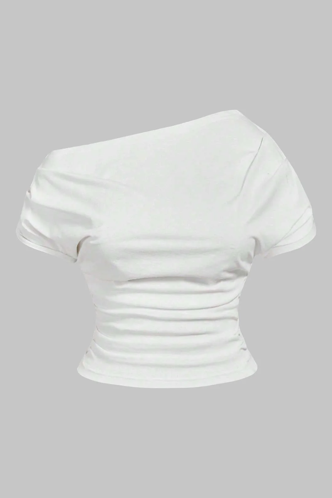 Plus Size One Shoulder Ruched Short Sleeve T-Shirt