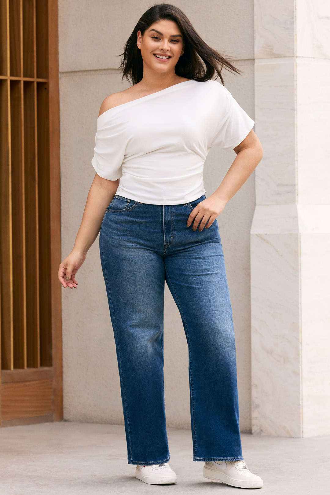 Plus Size One Shoulder Ruched Short Sleeve T-Shirt - Image 5
