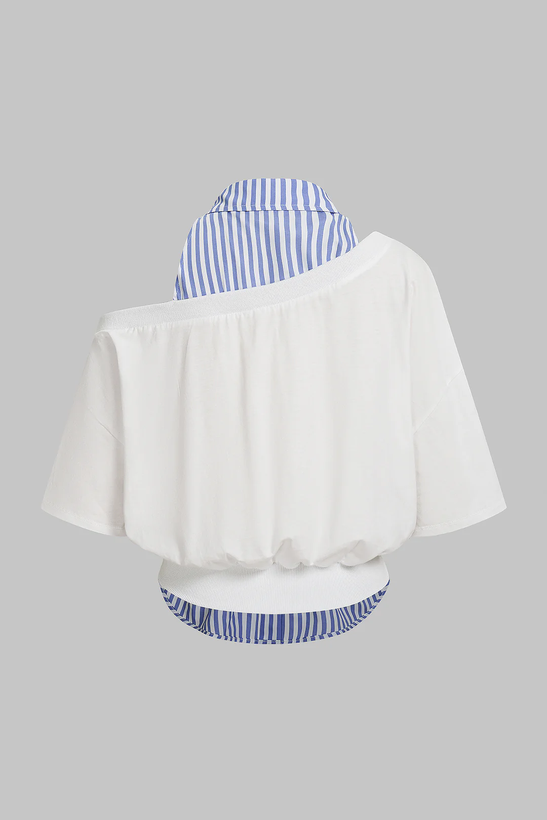 Patchwork Asymmetrical Short Sleeve T-Shirt - Image 2