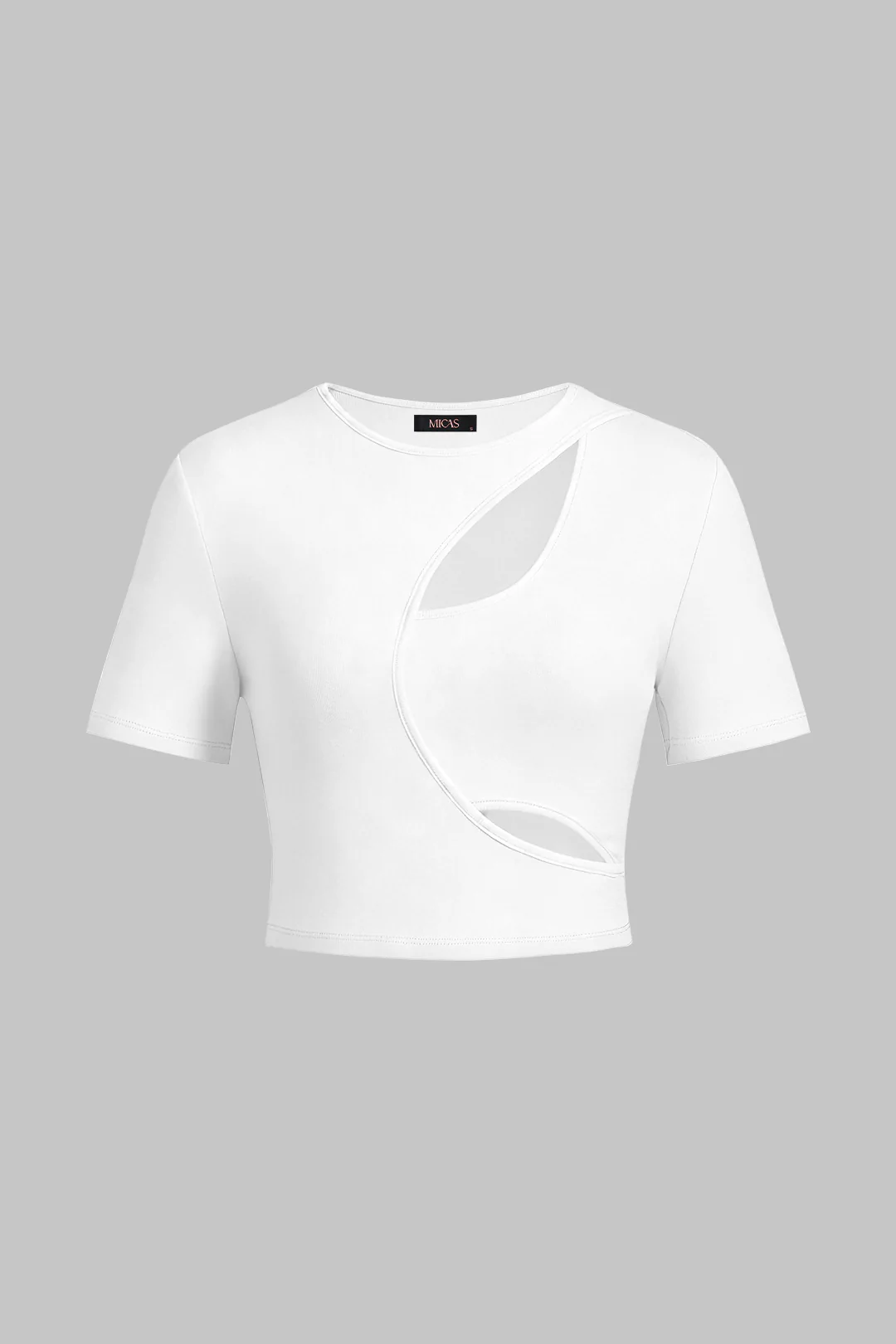 Round Neck Asymmetrical Cut Out Short Sleeve T-Shirt - Image 6