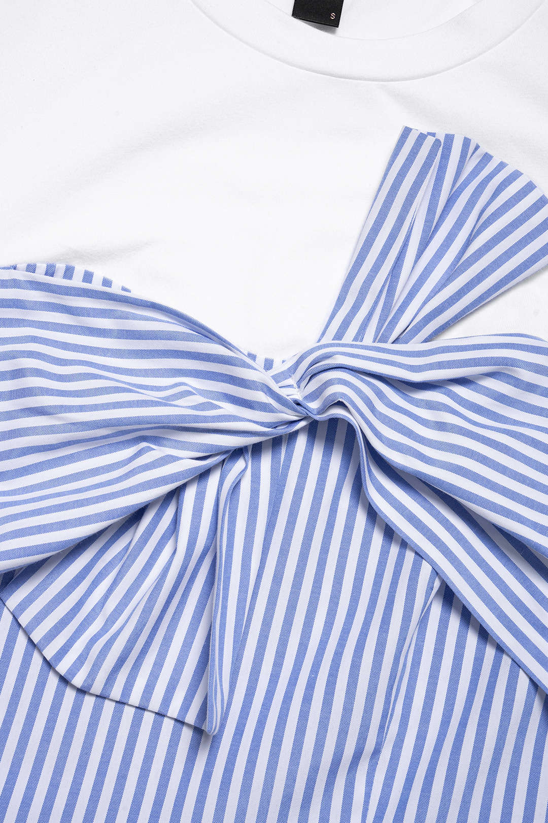 Stripes Print Patchwork Knotted Short Sleeve T-Shirt - Image 3