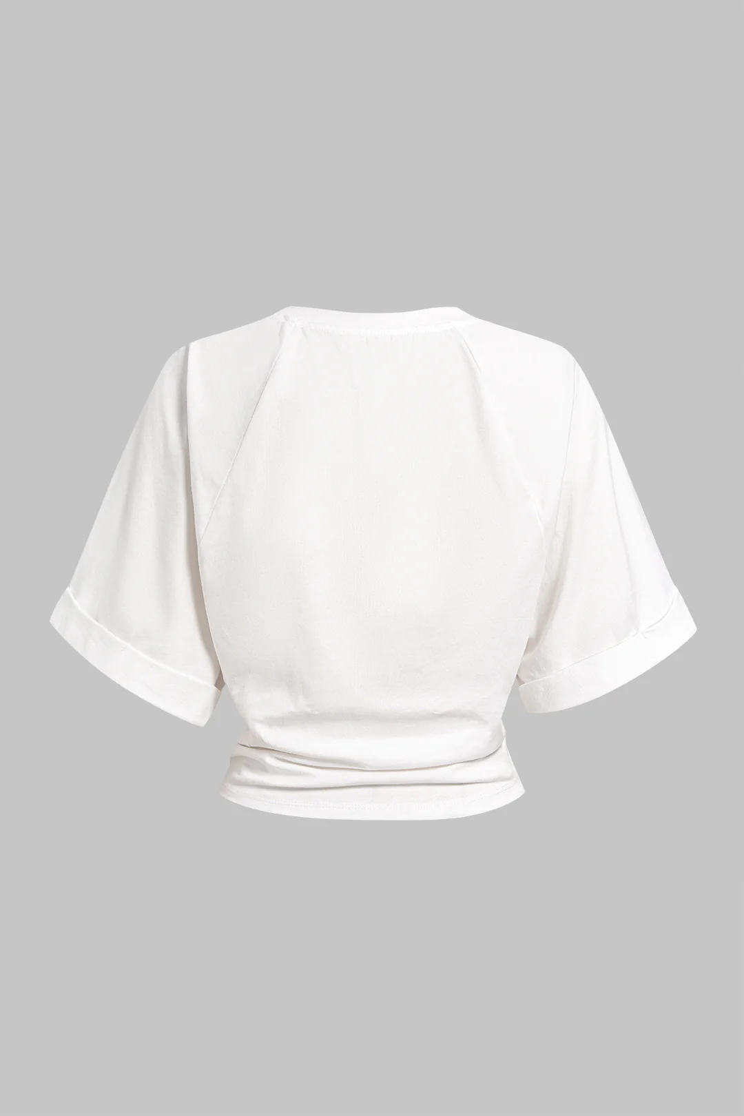 Metallic Buckle Round Neck Short Sleeve T-Shirt - Image 3