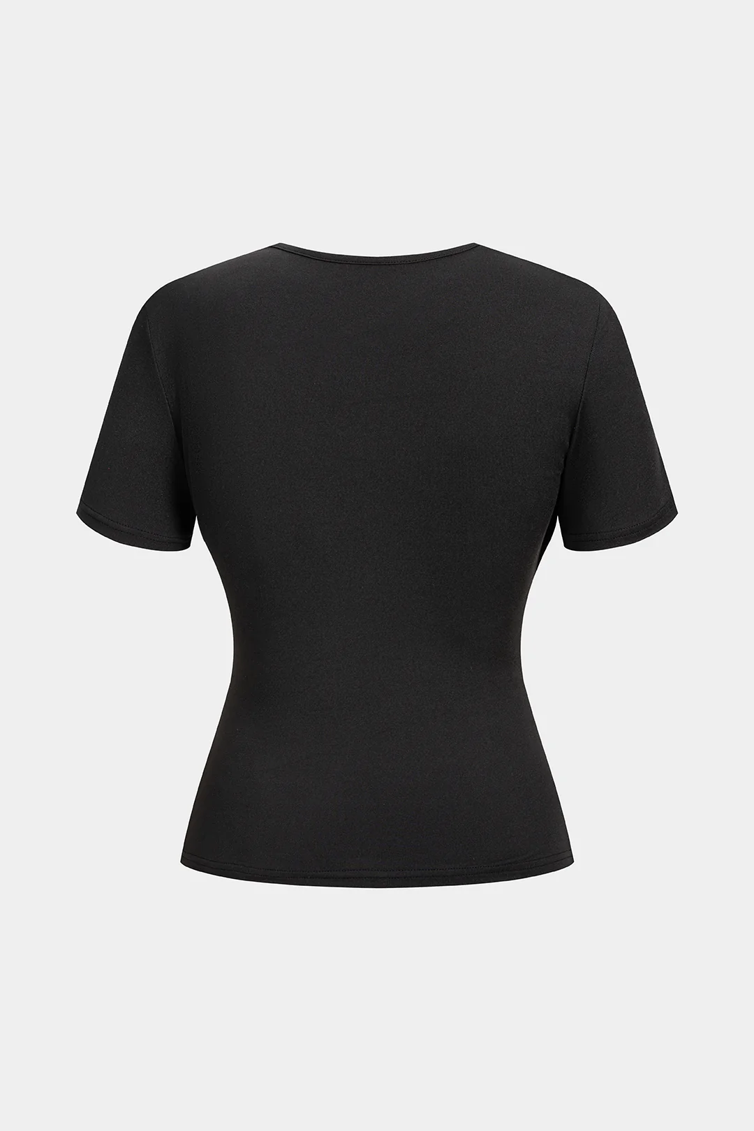 Crossed Asymmetrical Cut Out Short Sleeve T-Shirt - Image 2