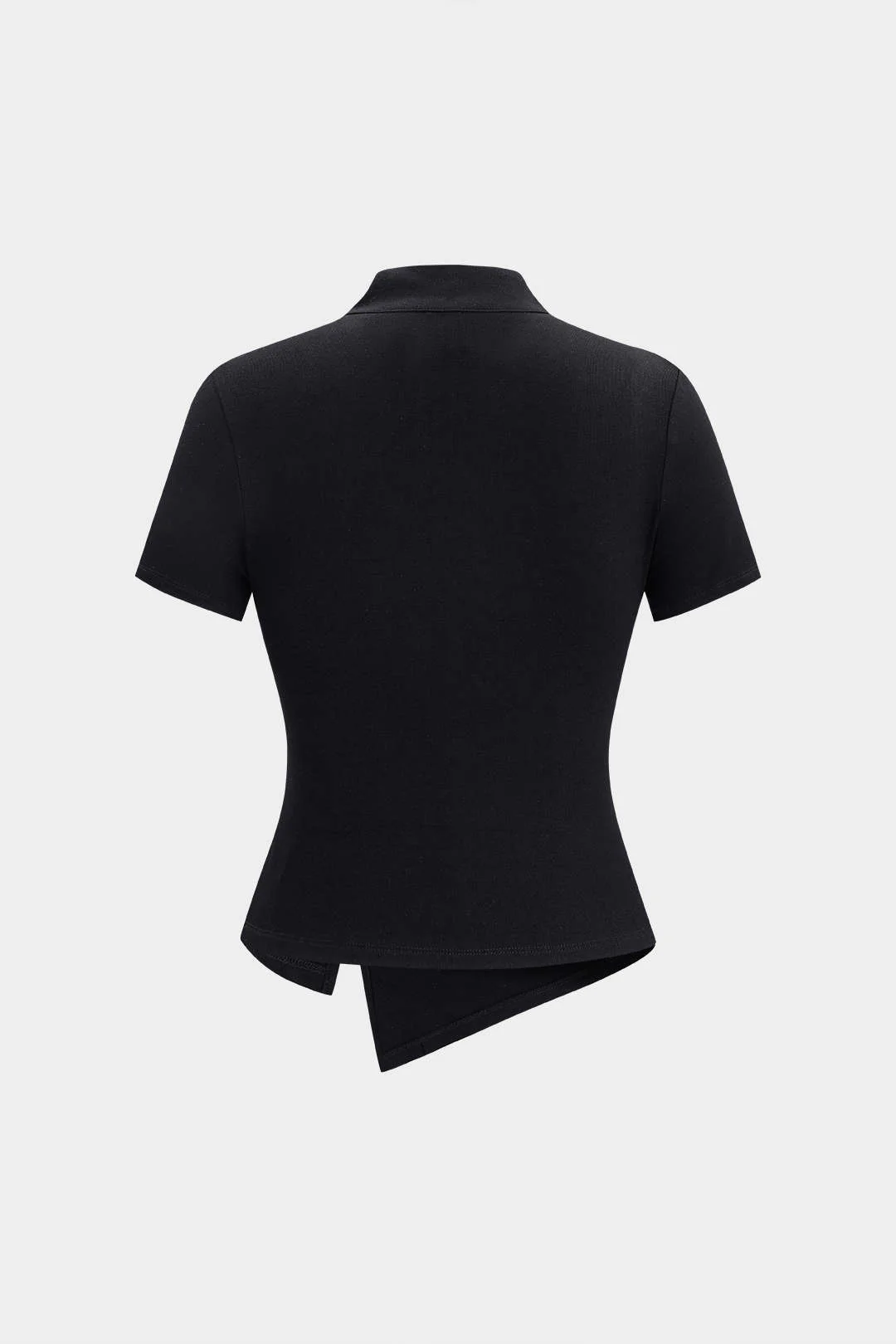 Metallic Buckle Cut Out Asymmetrical Short Sleeve T-Shirt - Image 2