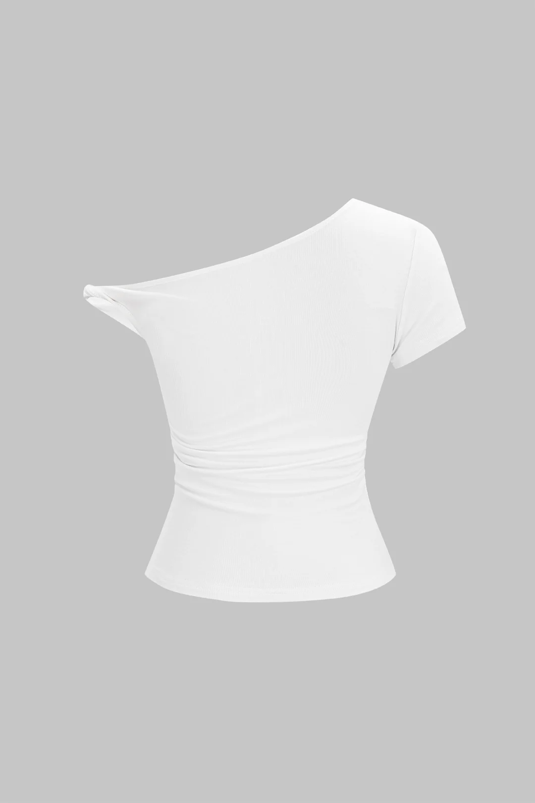 One Shoulder Twist Knot Asymmetrical Short Sleeve T-Shirt - Image 2