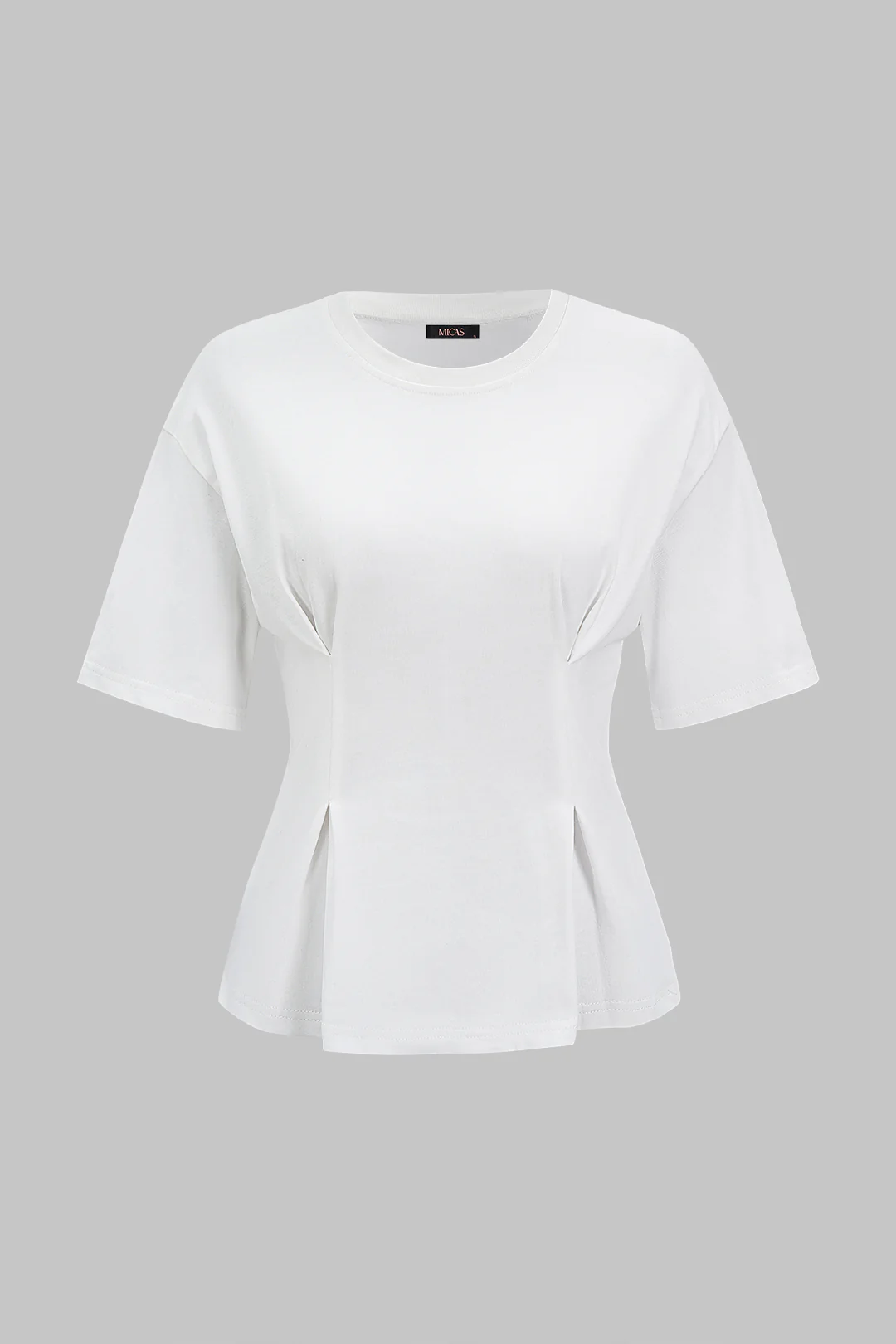 Solid Round Neck Short Sleeve T-Shirt