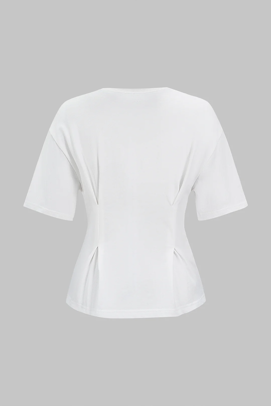 Solid Round Neck Short Sleeve T-Shirt - Image 2