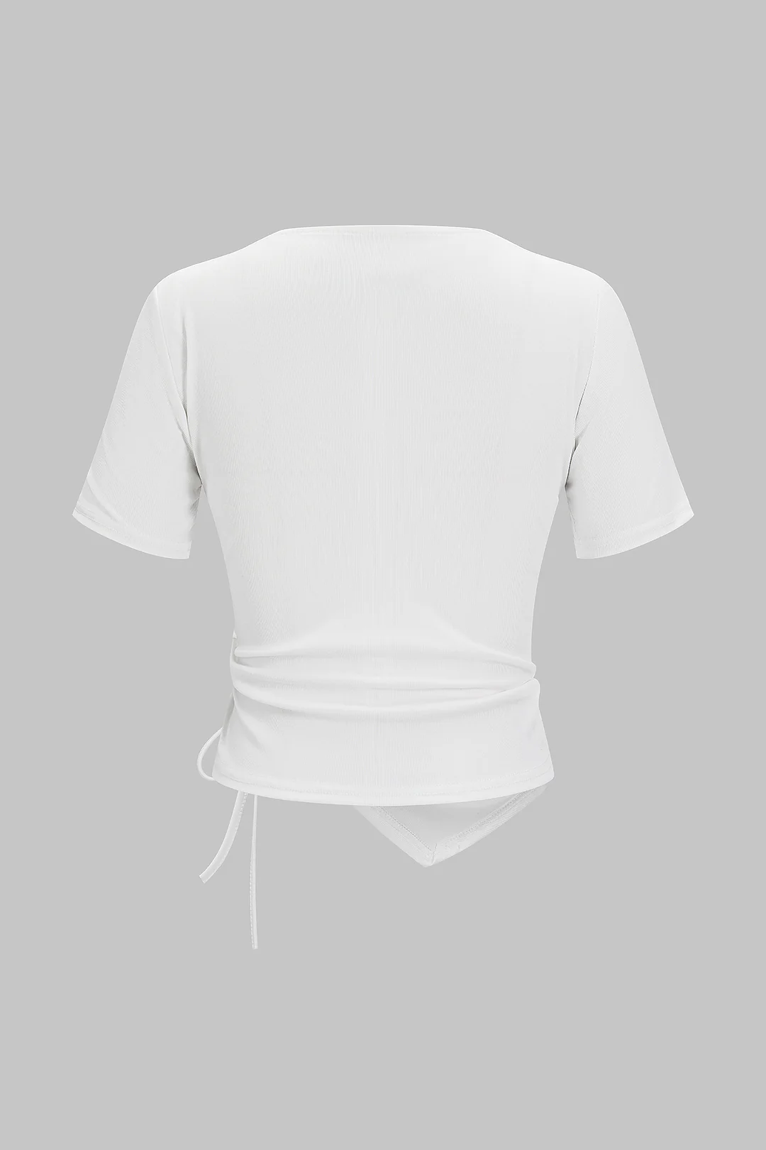 Asymmetrical Drawstring Short Sleeve T-Shirt - Image 2