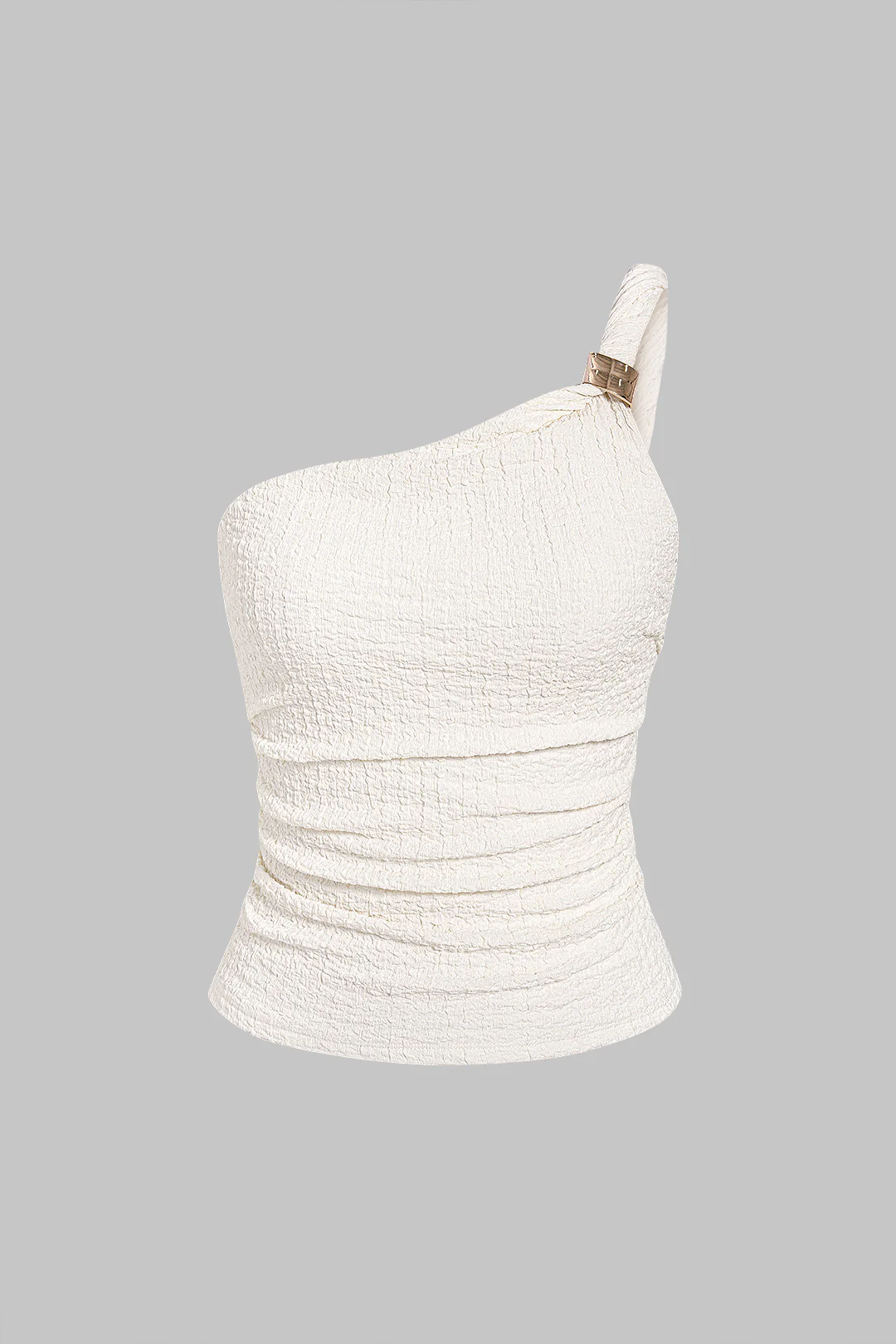 One Shoulder Metallic Twist Knot Tank Top