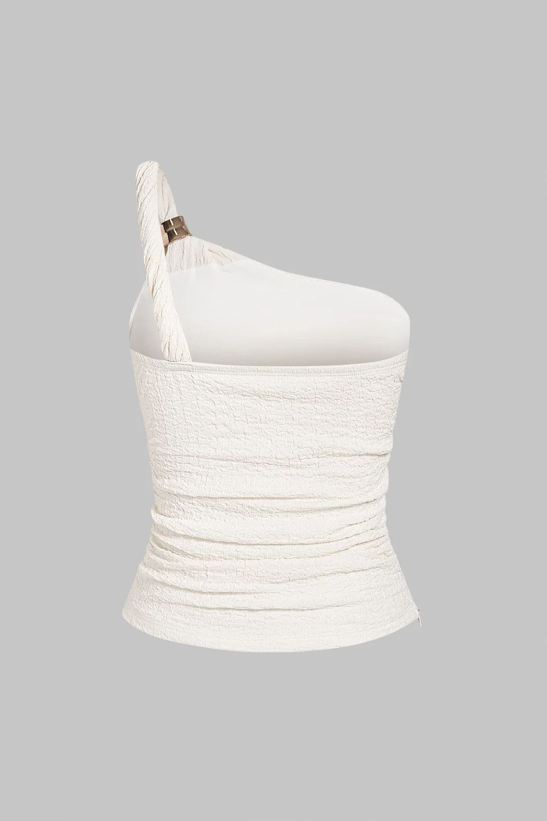 One Shoulder Metallic Twist Knot Tank Top - Image 2