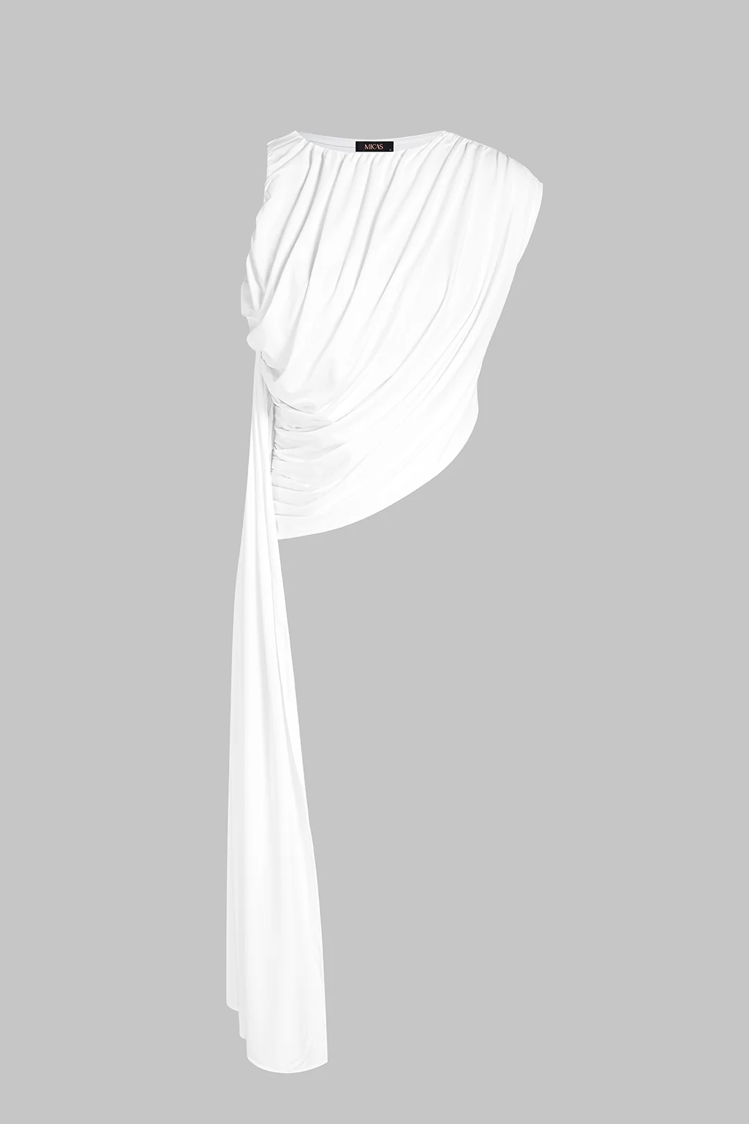 Round Neck Asymmetrical Ruched T-Shirt