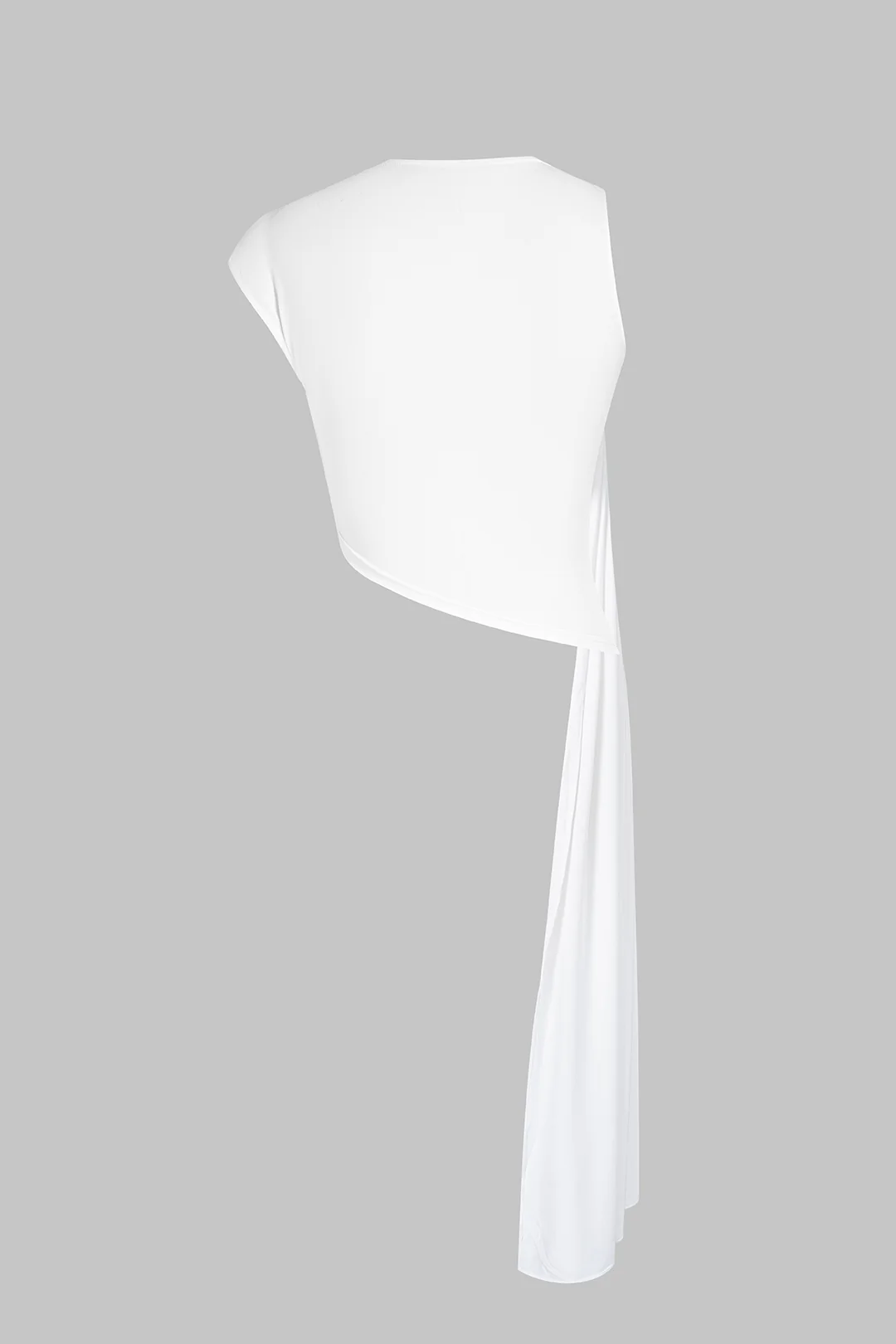 Round Neck Asymmetrical Ruched T-Shirt - Image 2