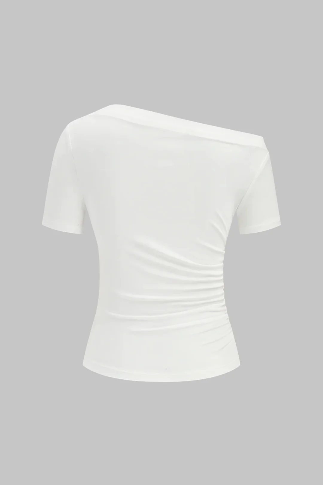 Solid One Shoulder Short Sleeve T-Shirt - Image 2