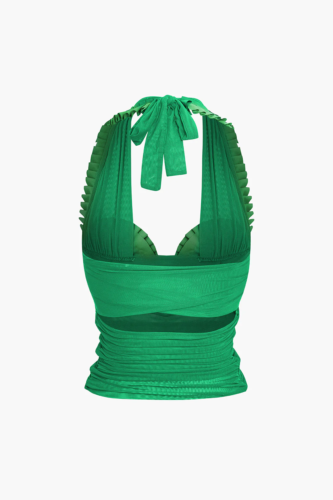 Pleated Mesh Halter Tank Top - Image 11