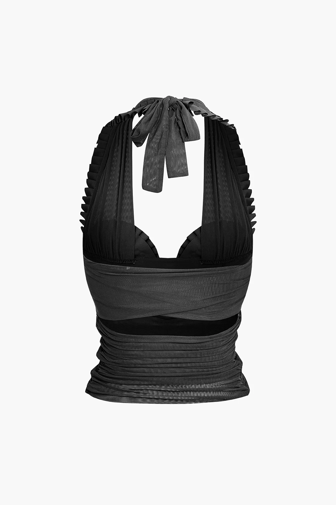 Pleated Mesh Halter Tank Top - Image 8