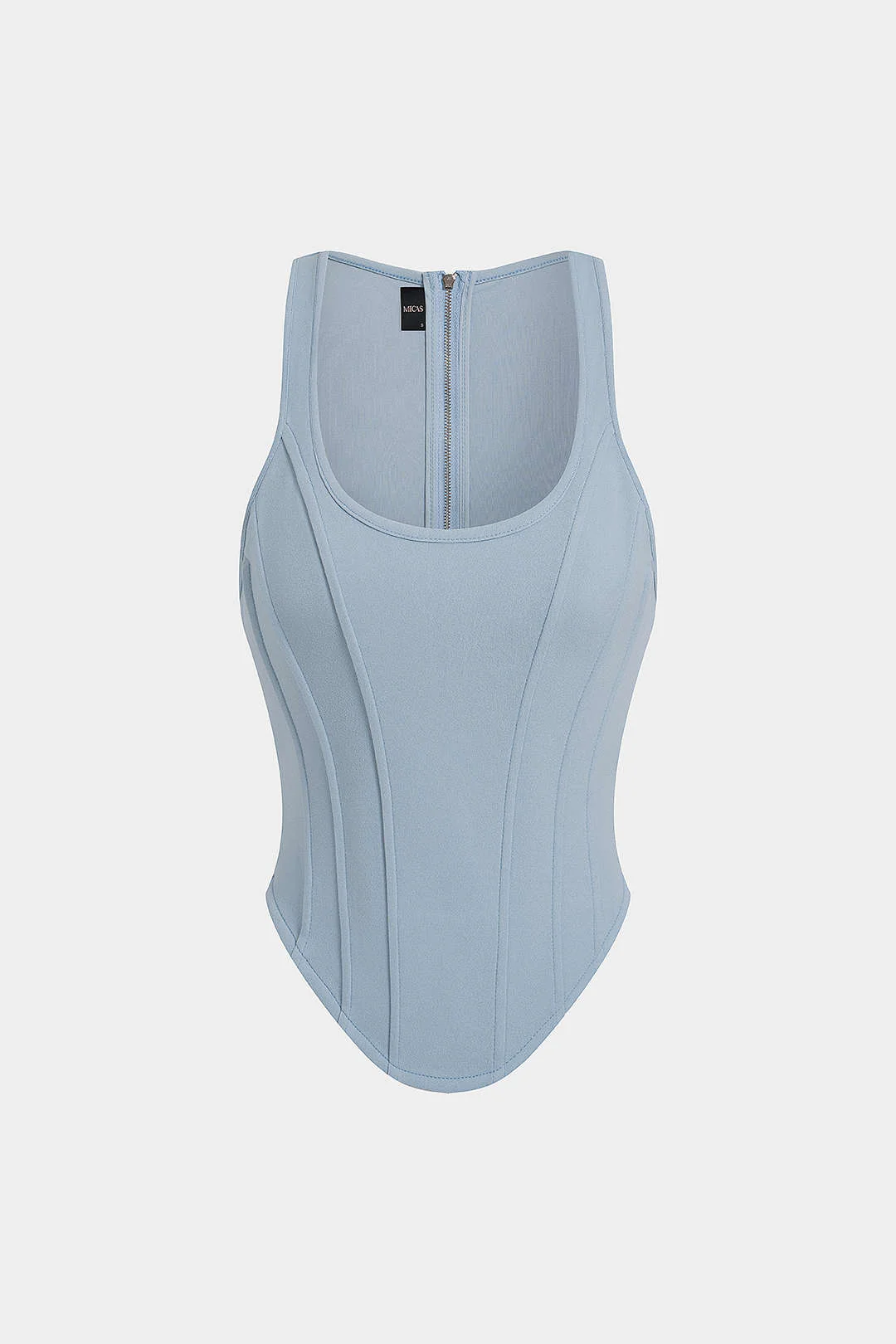 Zipper Tie-Up Corset Waist Tank Top - Image 11