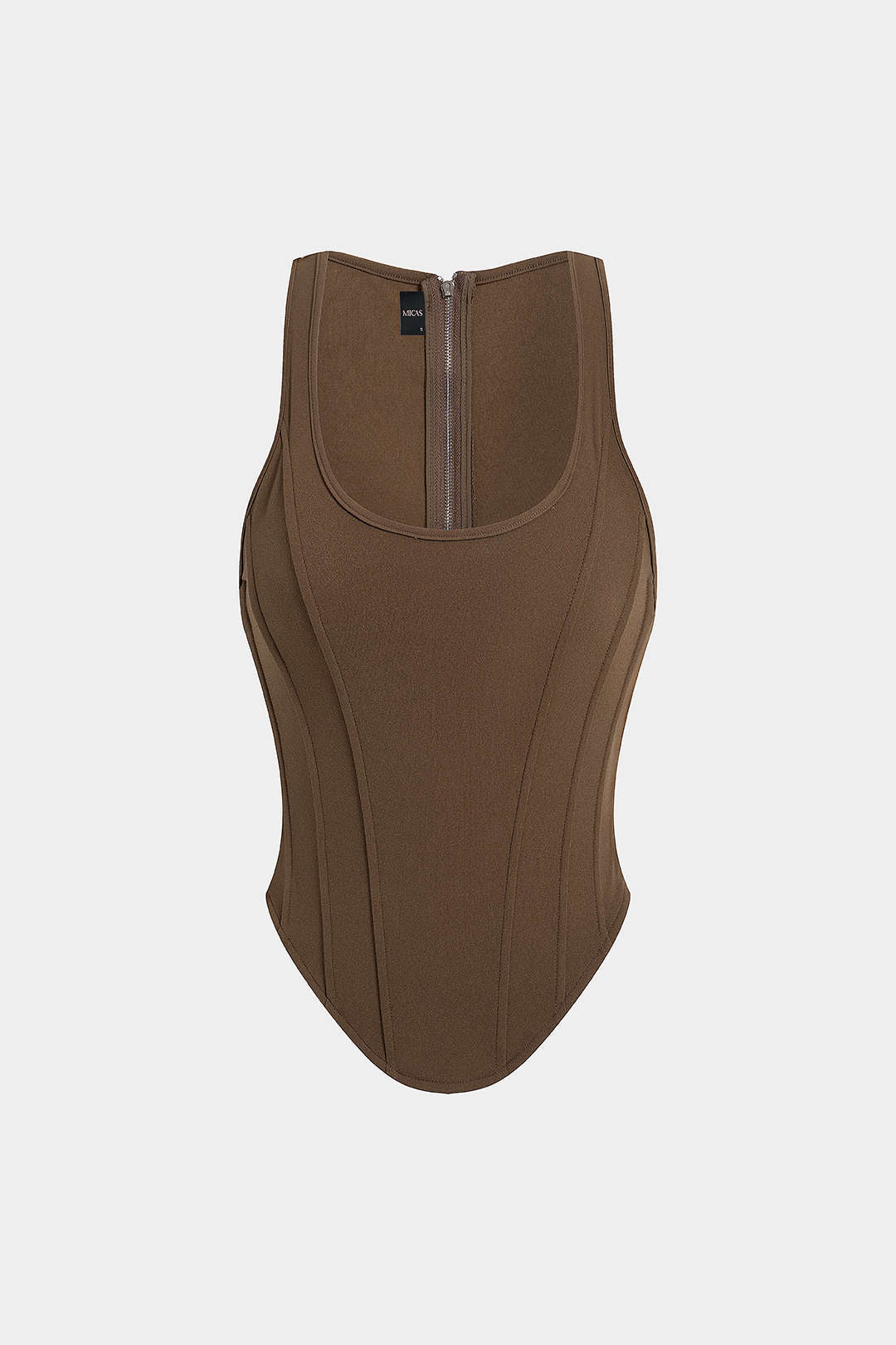 Zipper Tie-Up Corset Waist Tank Top - Image 5