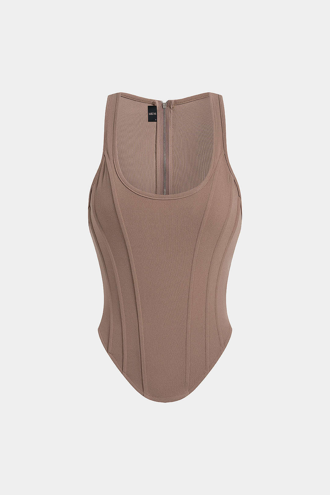 Zipper Tie-Up Corset Waist Tank Top - Image 8