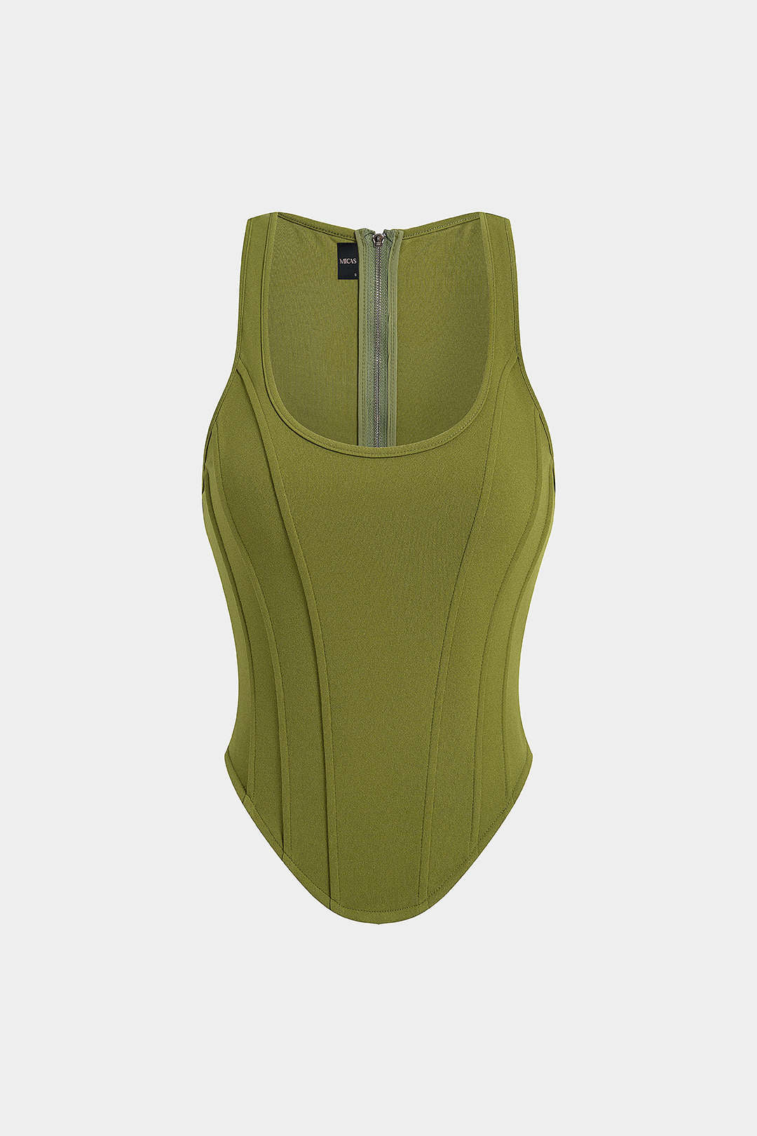 Zipper Tie-Up Corset Waist Tank Top - Image 9
