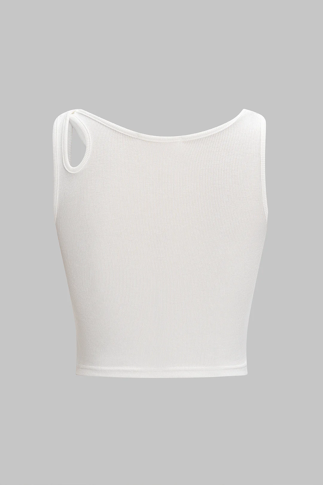 Solid Cut Out Asymmetrical Tank Top - Image 2