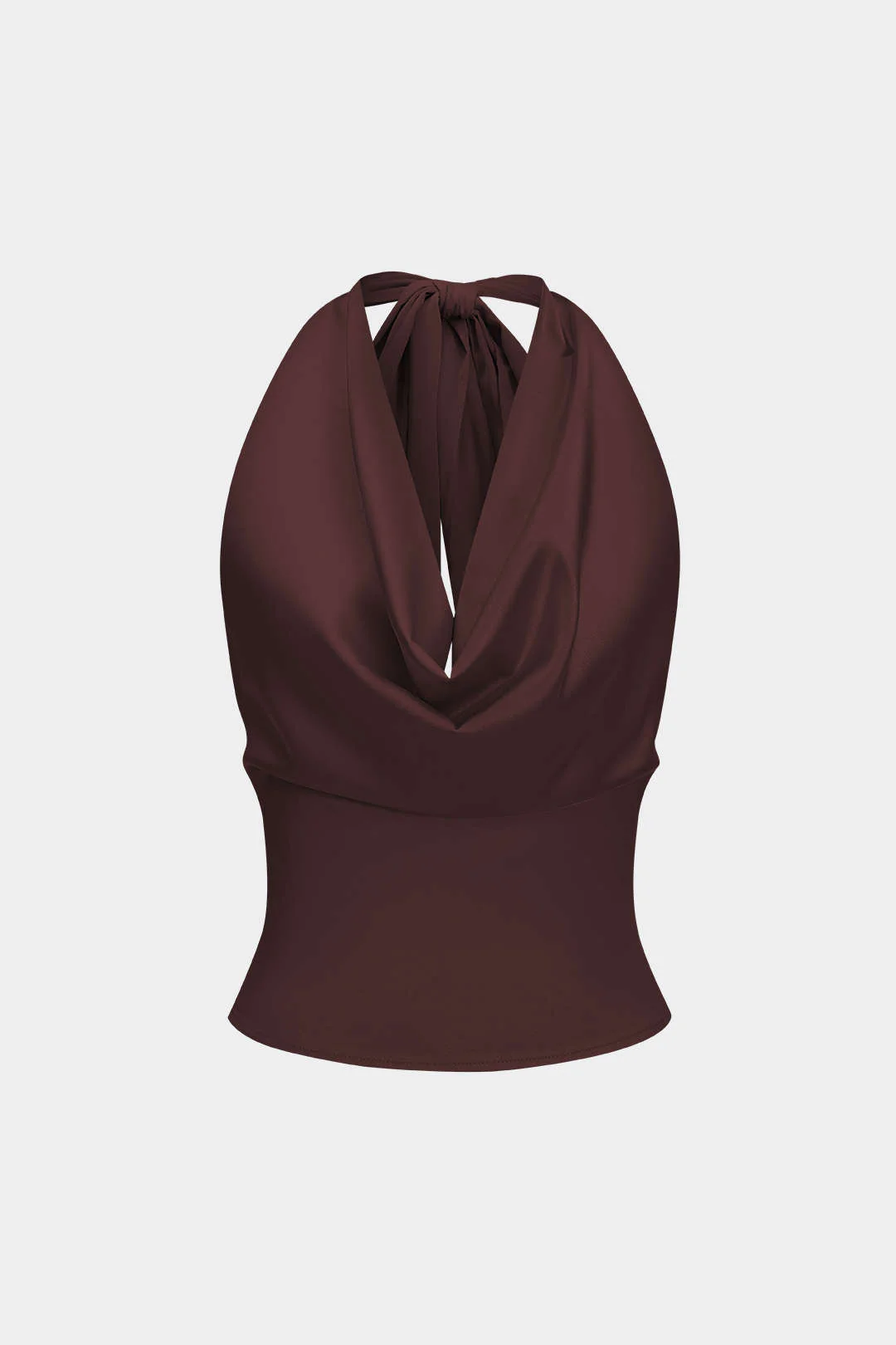 Satin Halter Neck Tie-Up Backless Cowl Neck Tank Top - Image 5