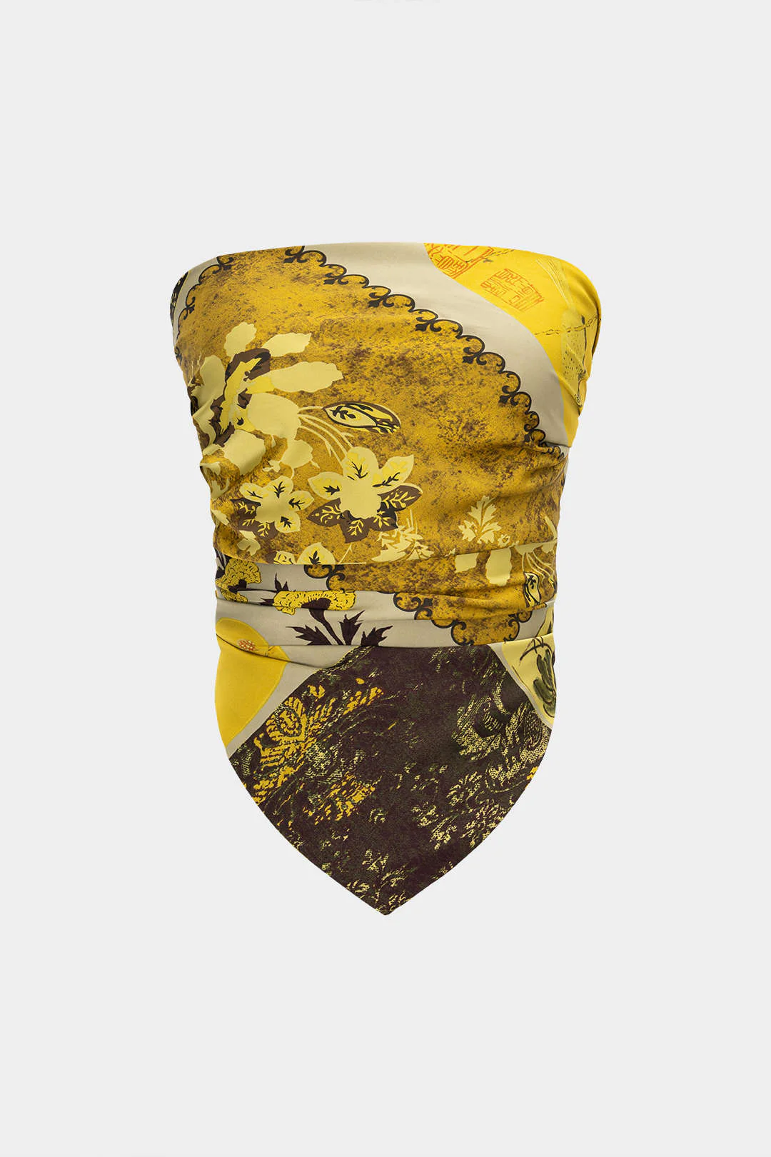 Retro Print Satin Tie-Up Tube Top - Image 8