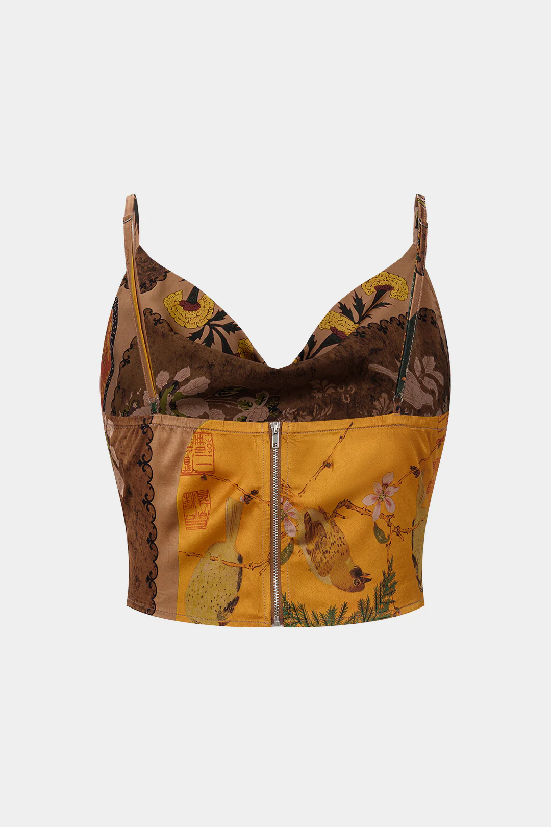 Plus Size Bohemian Print Zipper Slip Cami Top - Image 3