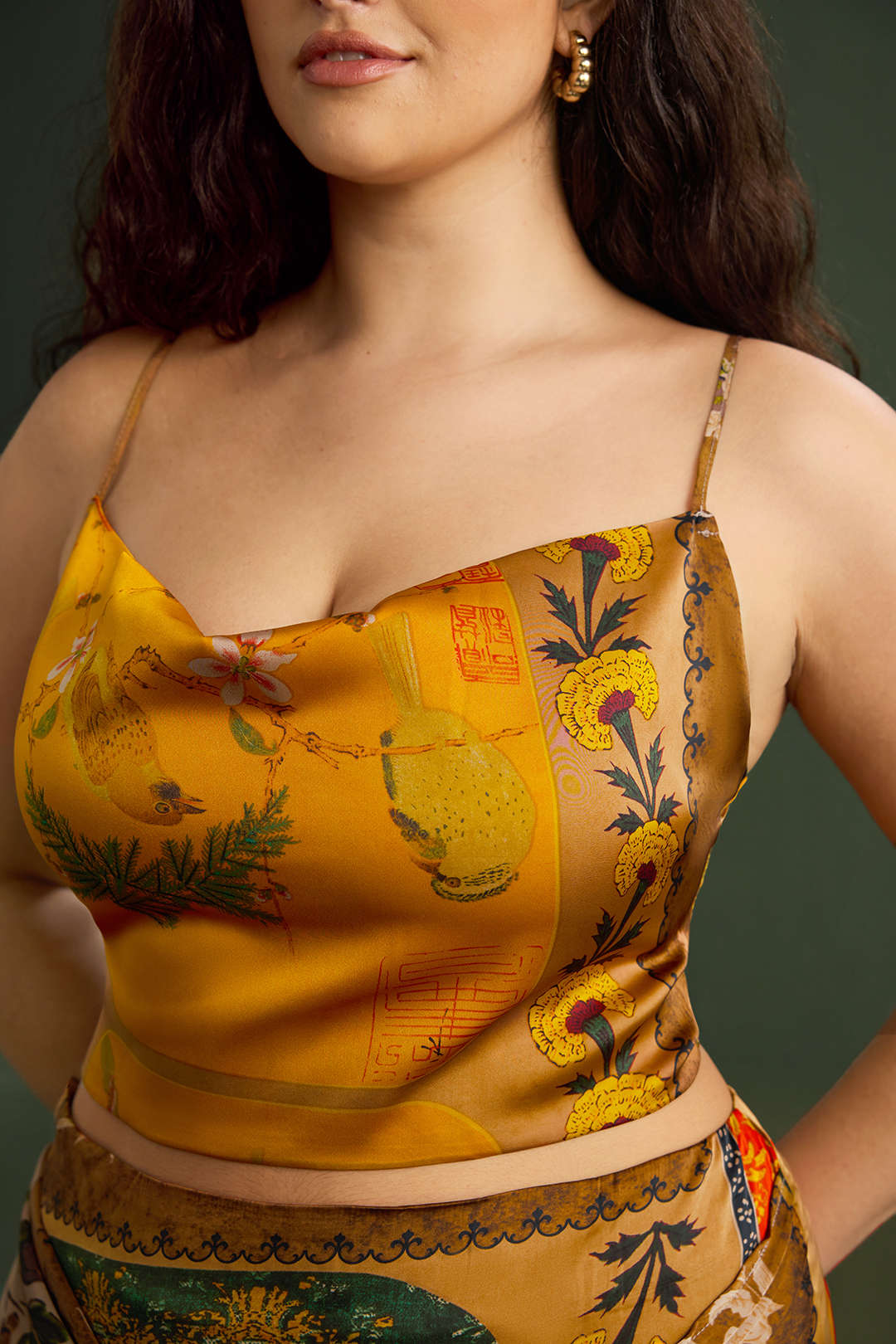 Plus Size Bohemian Print Zipper Slip Cami Top - Image 9