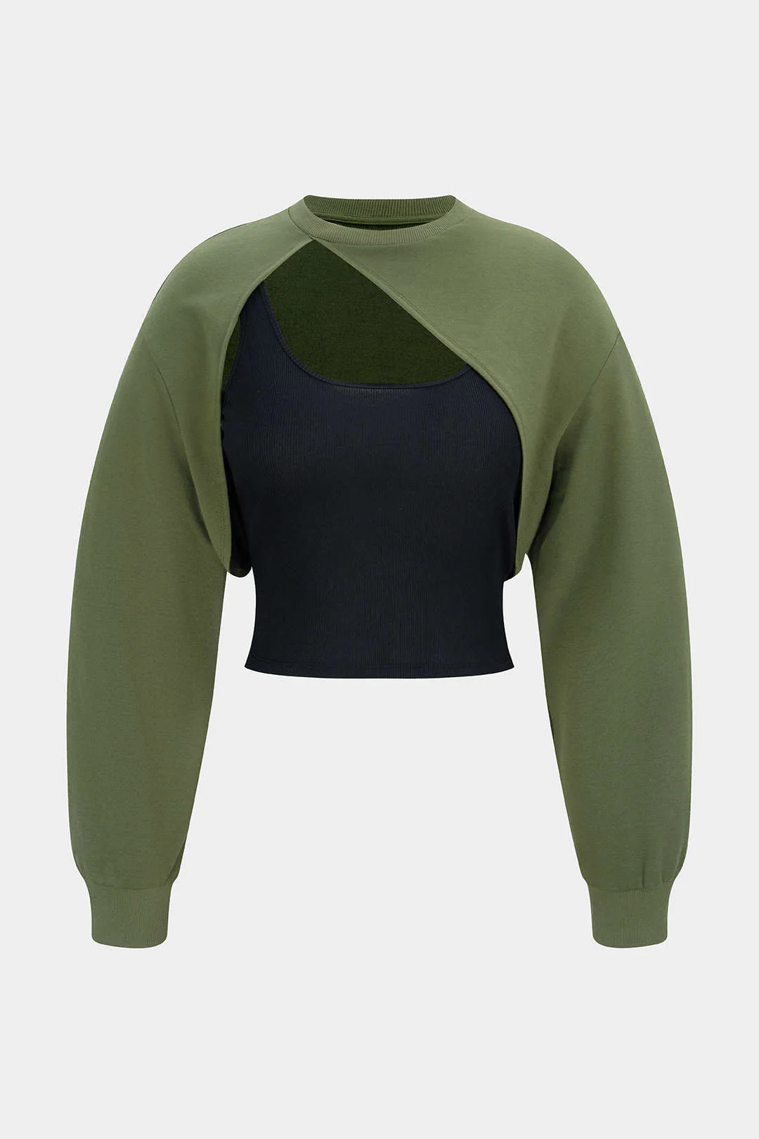 Contrast Cut Out Asymmetrical Long Sleeve Sweatshirt