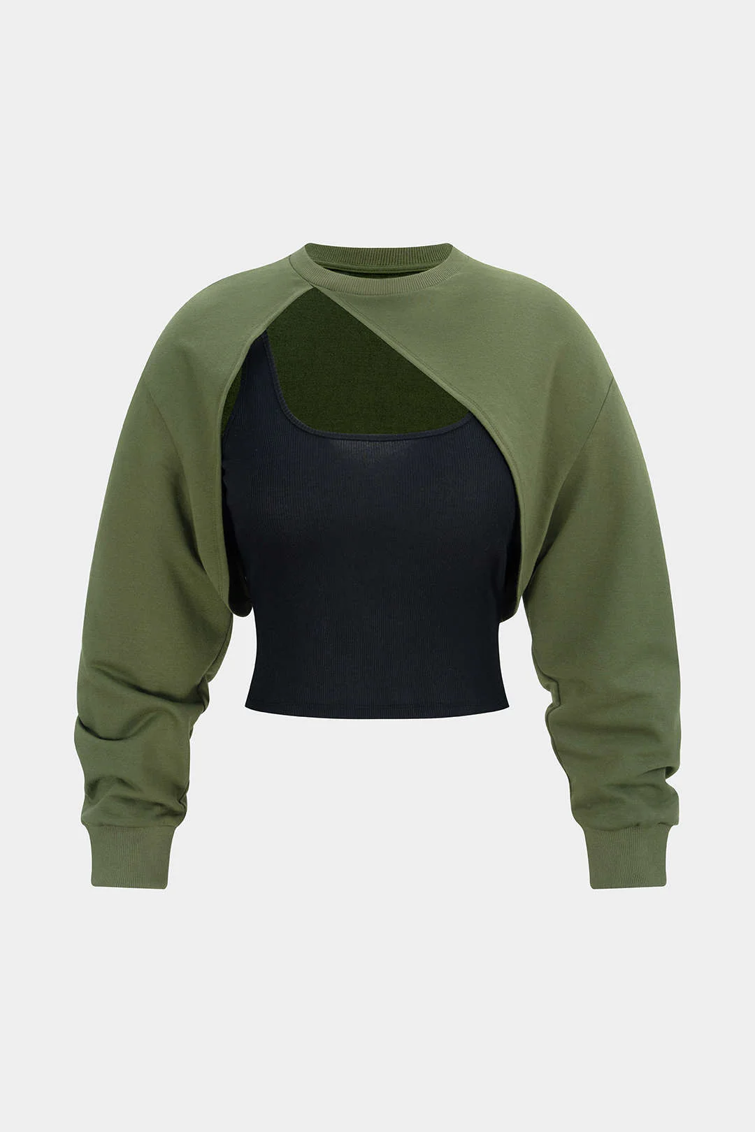 Contrast Cut Out Asymmetrical Long Sleeve Sweatshirt - Image 2
