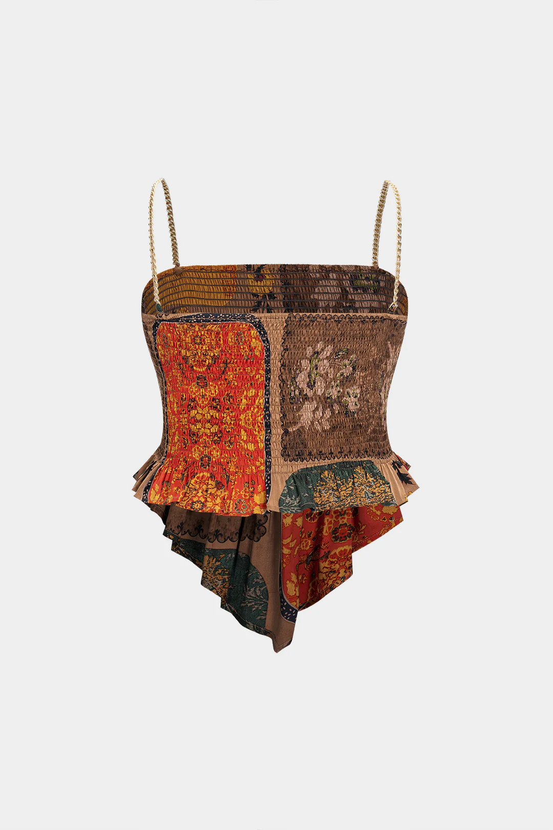 Plus Size Bohemian Print Chain Shirred Cami Top - Image 2