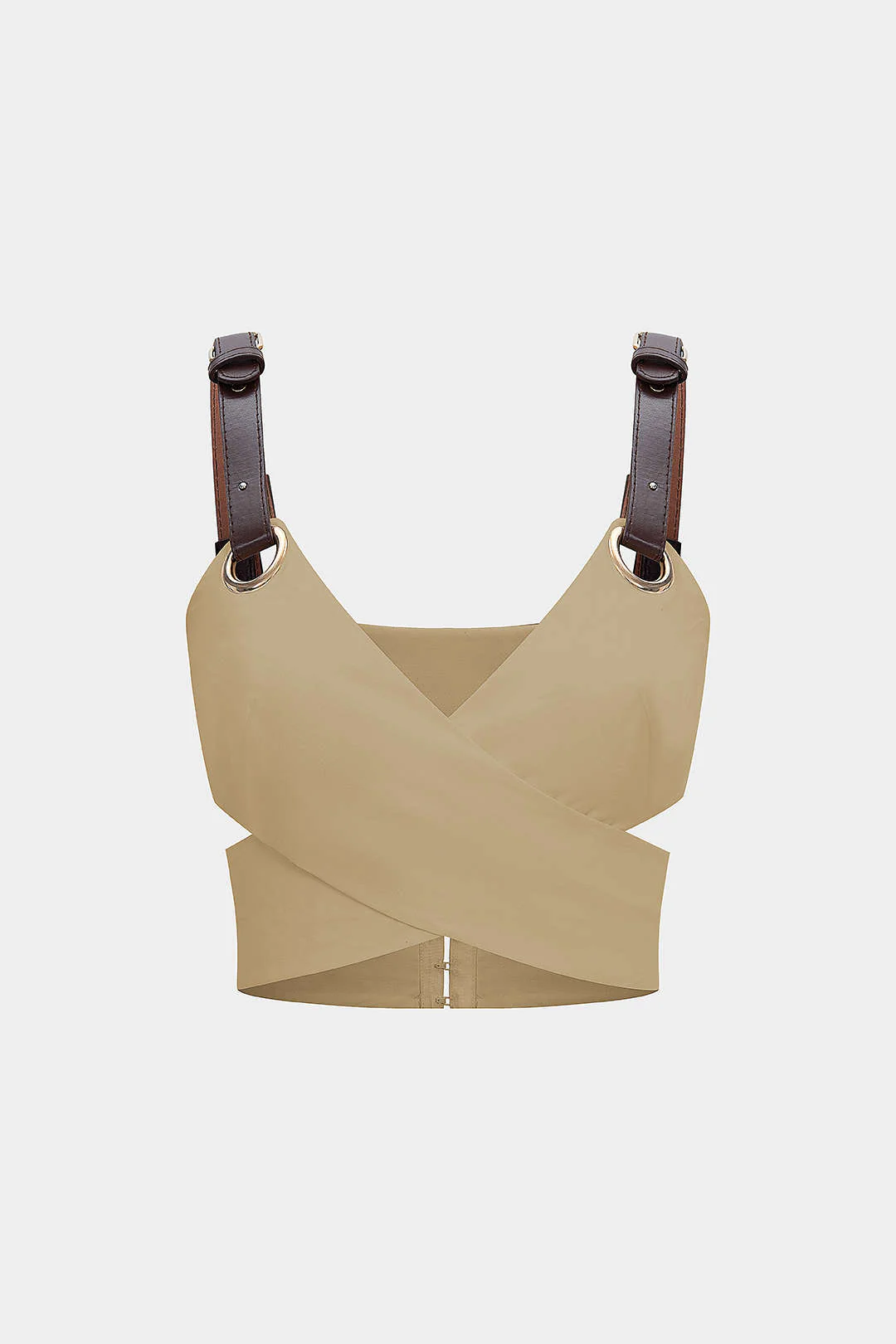 Leather Patchwork Crossed Cut Out Cami Top - Image 11