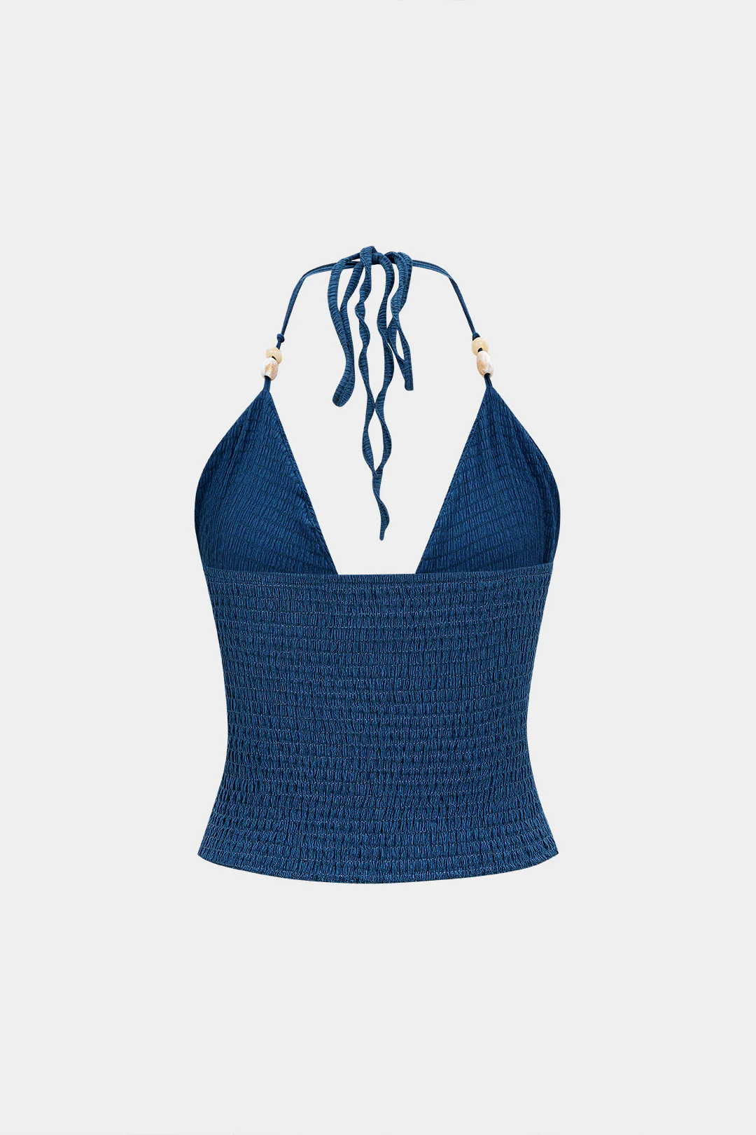 V-Neck Halter Neck Beaded Tie-Up Cami Top - Image 2