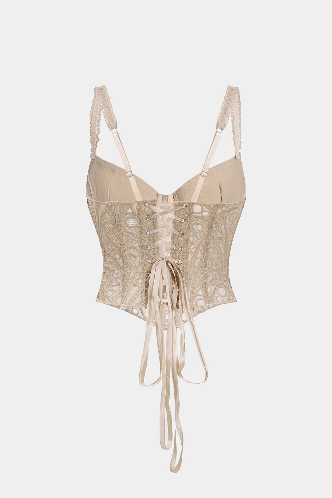 Lace Trim Bustier Corset Tie-Back Cami Top - Image 2
